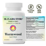Dr Clark Store Herbal Supplement 330mg bottle on a wooden table