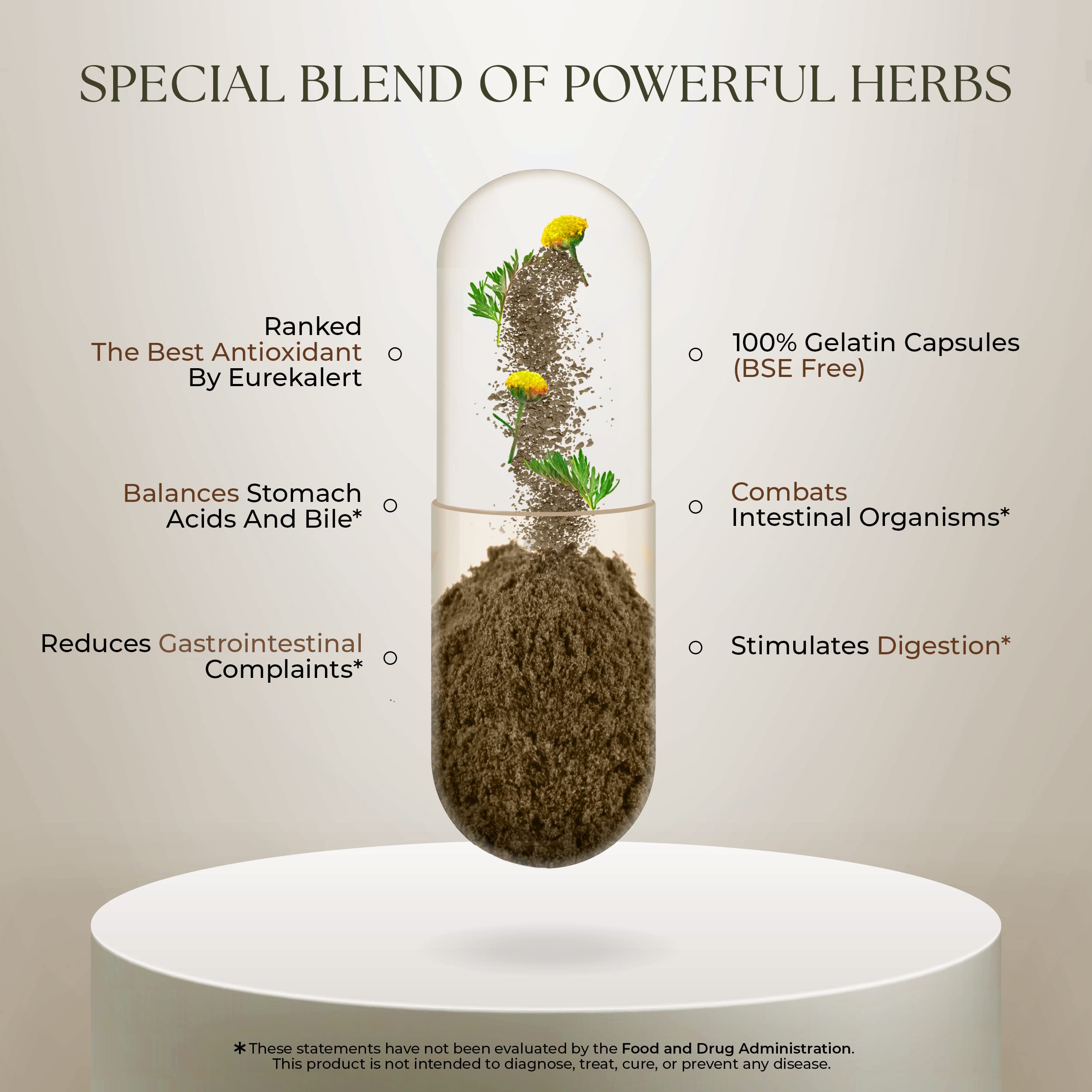 Dr Clark Store Herbal Supplement 330mg capsules close-up