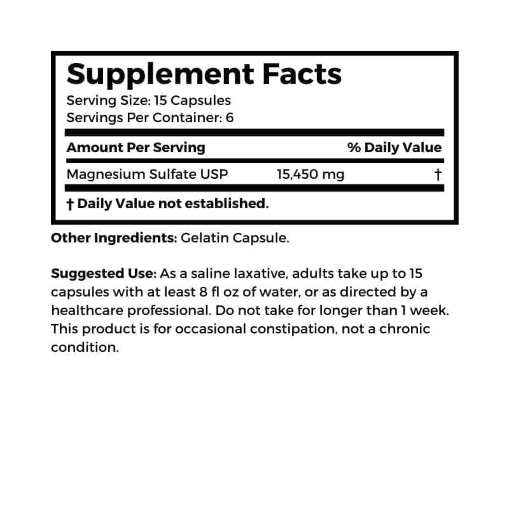 Dr Clark Store Magnesium Sulfate Capsules 100 count bottle