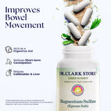 Dr Clark Store Magnesium Sulfate Capsules on a wooden table