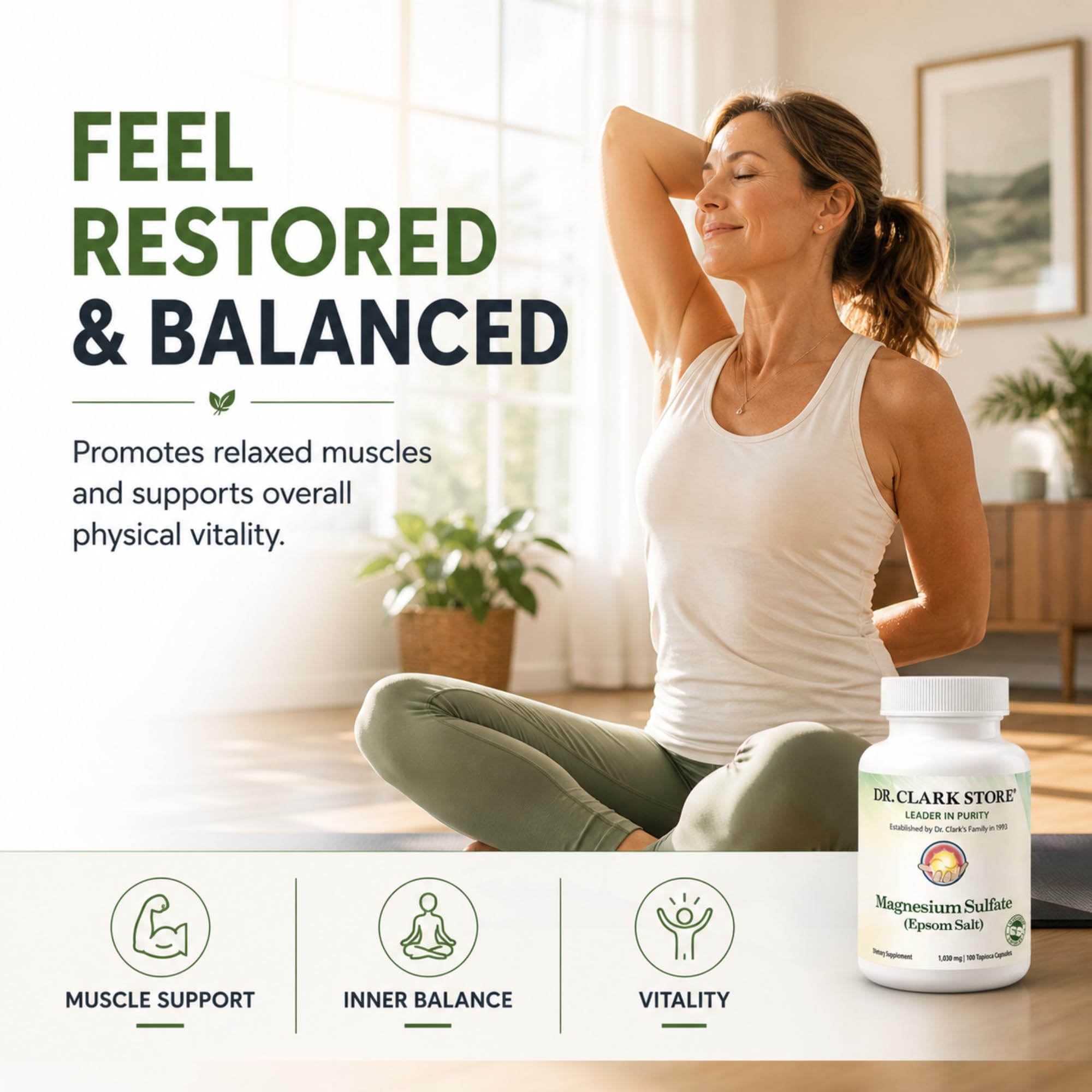 Dr Clark Store Magnesium Supplement capsules in a hand