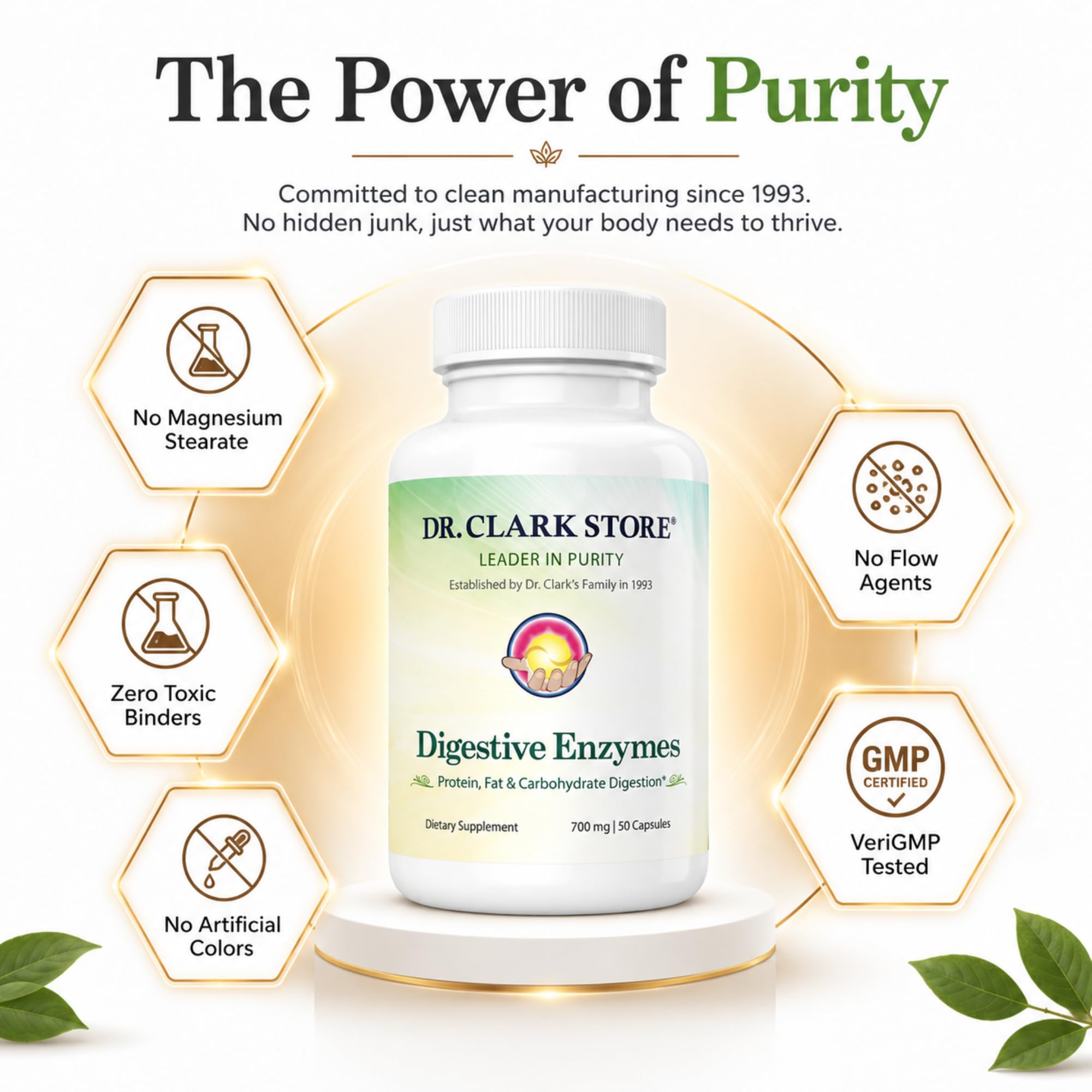 Dr Clark Store Multi-Enzyme daily Support Capsules 700mg packaging