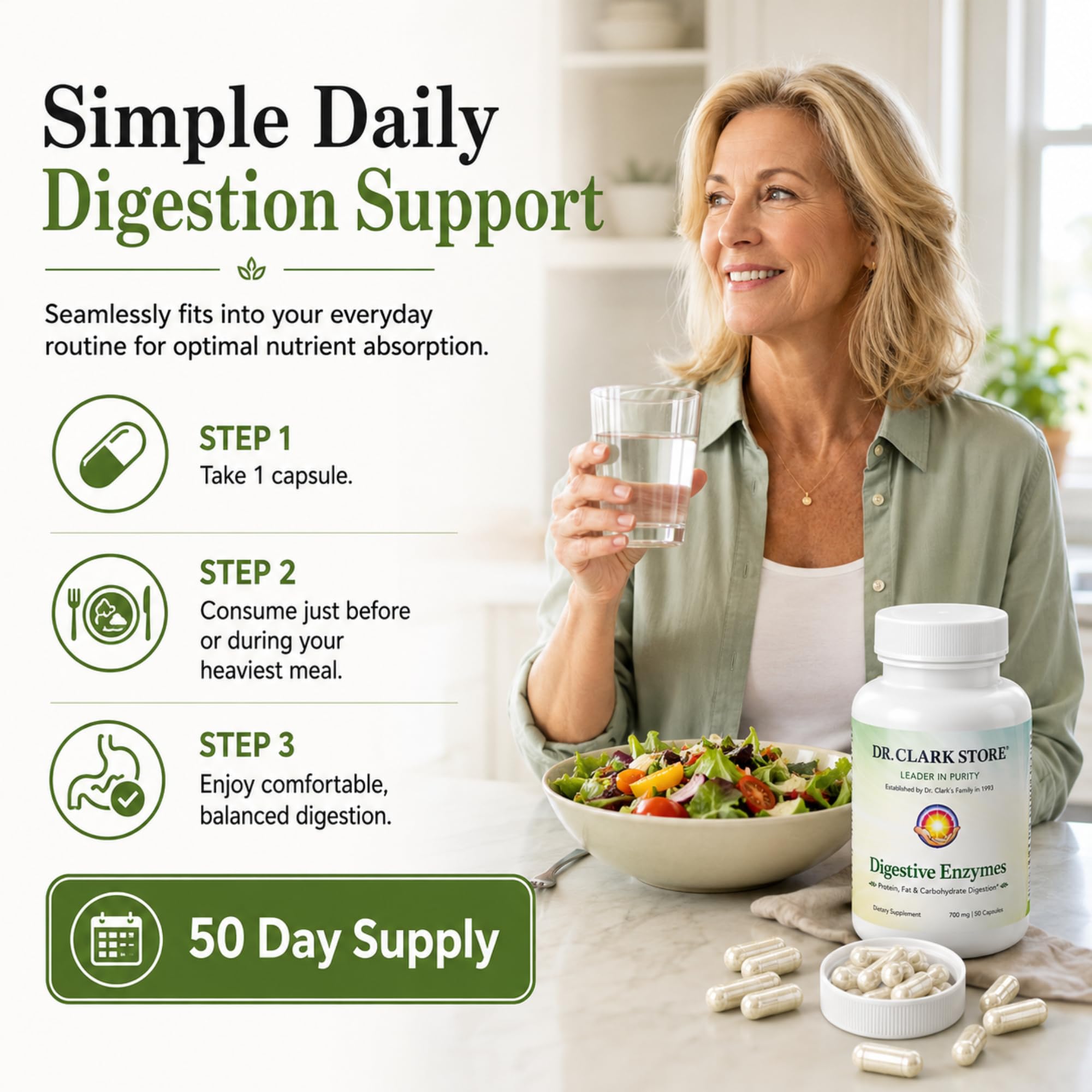 Dr Clark Store Multi-Enzyme daily Support Capsules 700mg with ginger root extract