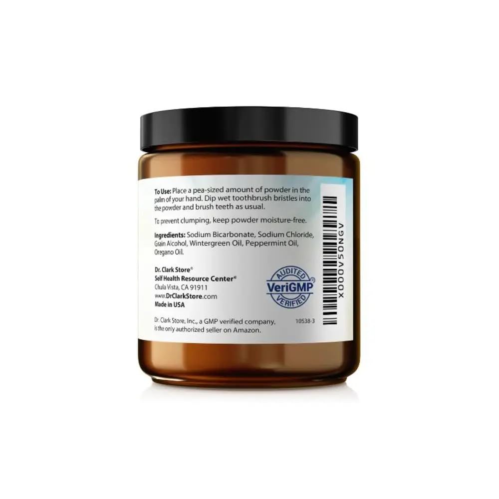 Dr Clark Store Oregano Tooth Powder packaging side view