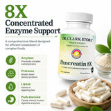 Dr Clark Store Pancreatin 8X Multi-Enzyme Supplement bottle with label