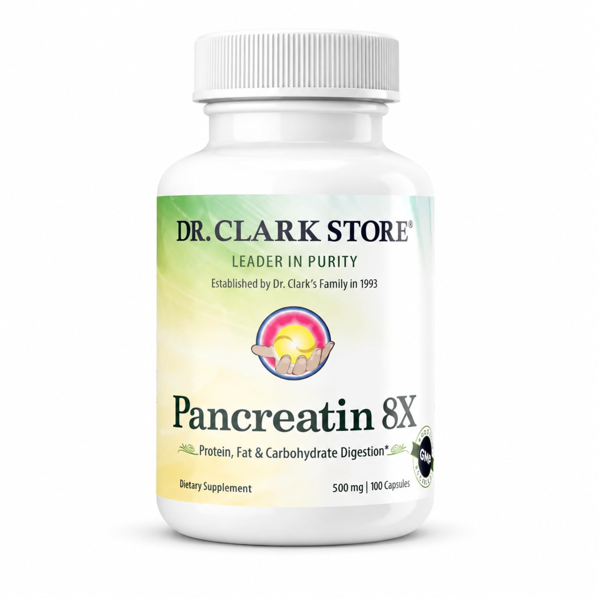 Dr Clark Store Pancreatin 8X Multi-Enzyme Supplement capsule front view