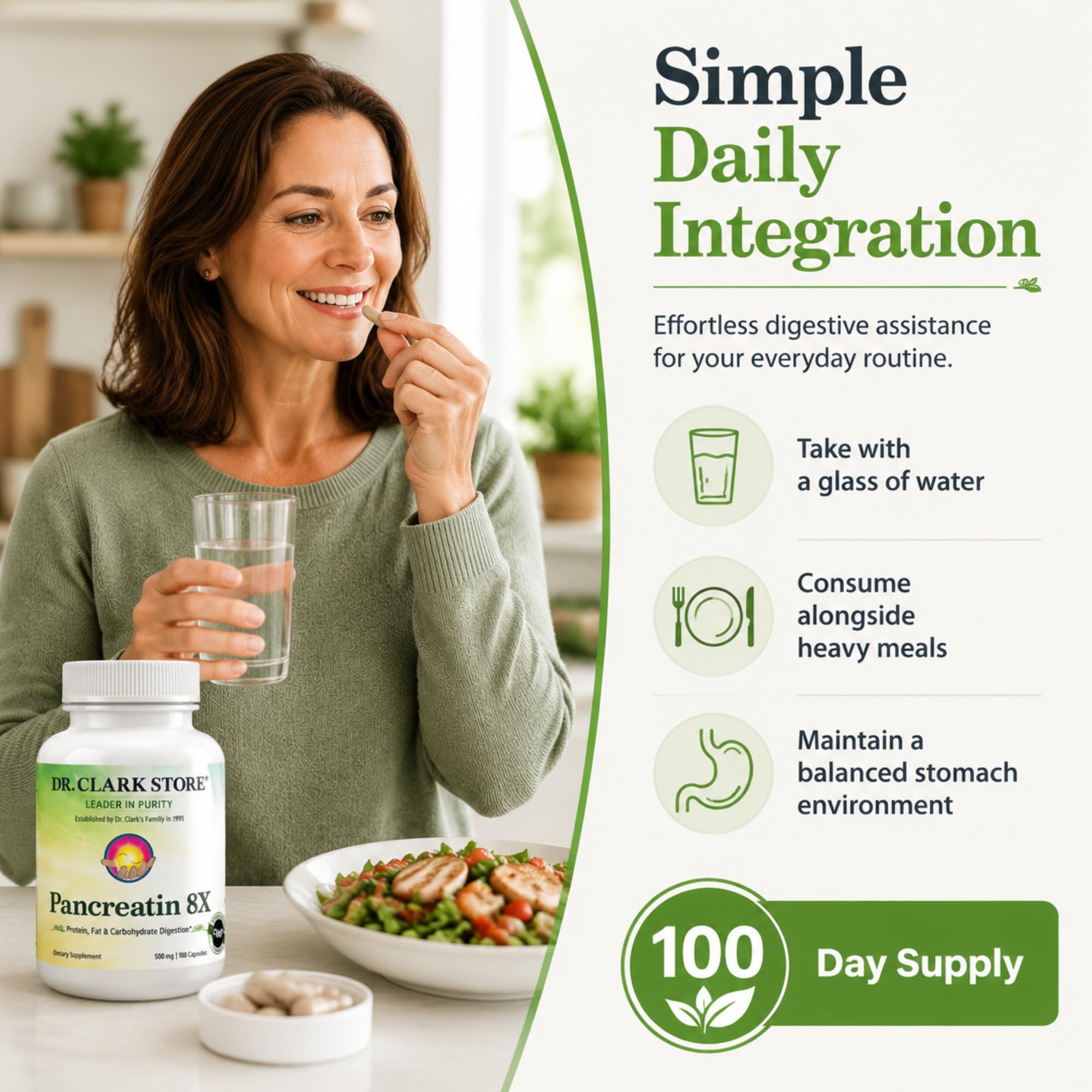 Dr Clark Store Pancreatin 8X Multi-Enzyme Supplement ingredients list