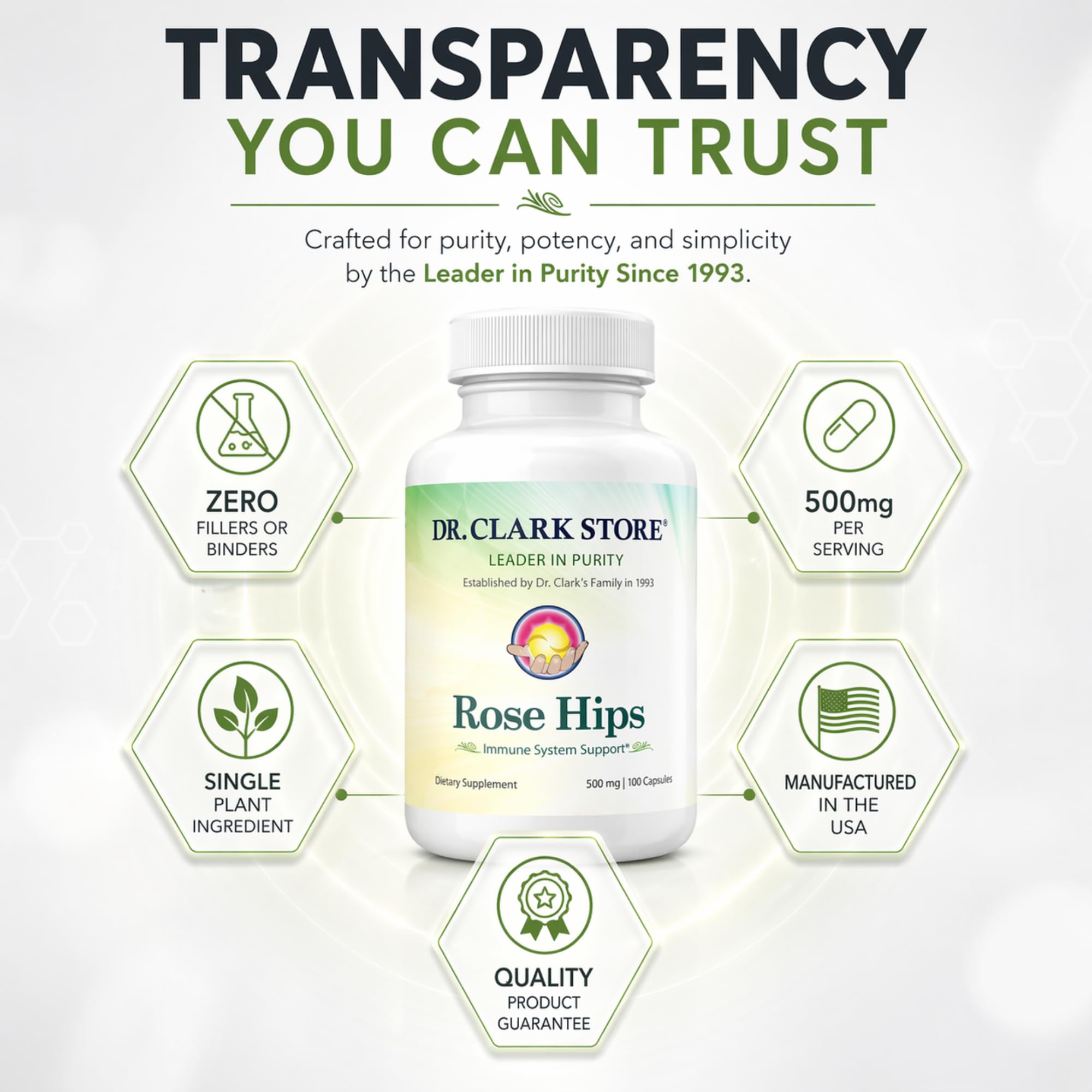 Dr Clark Store Rose Hips Blended Vitamin Supplement side view