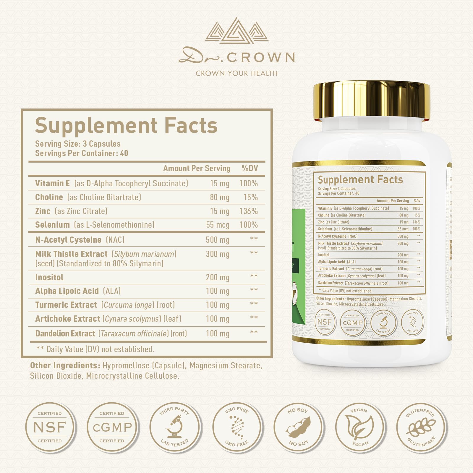 DR. CROWN Milk Thistle Extract Capsules ingredients close-up