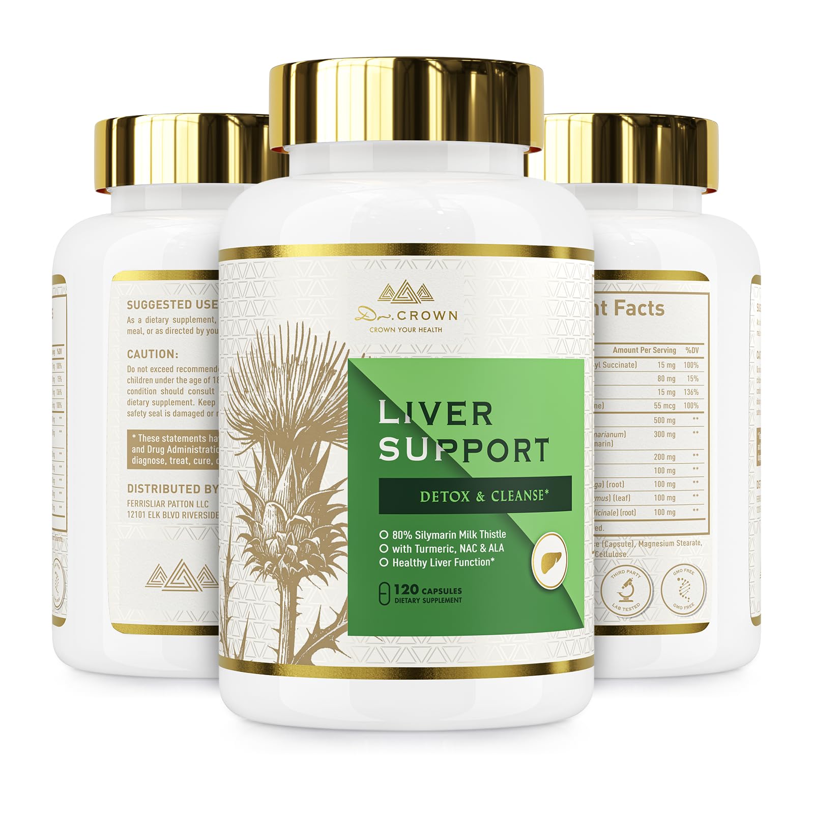 DR. CROWN Milk Thistle Extract Capsules with a glass of water