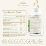 DR. CROWN Milk Thistle Supplement capsules on a wooden table