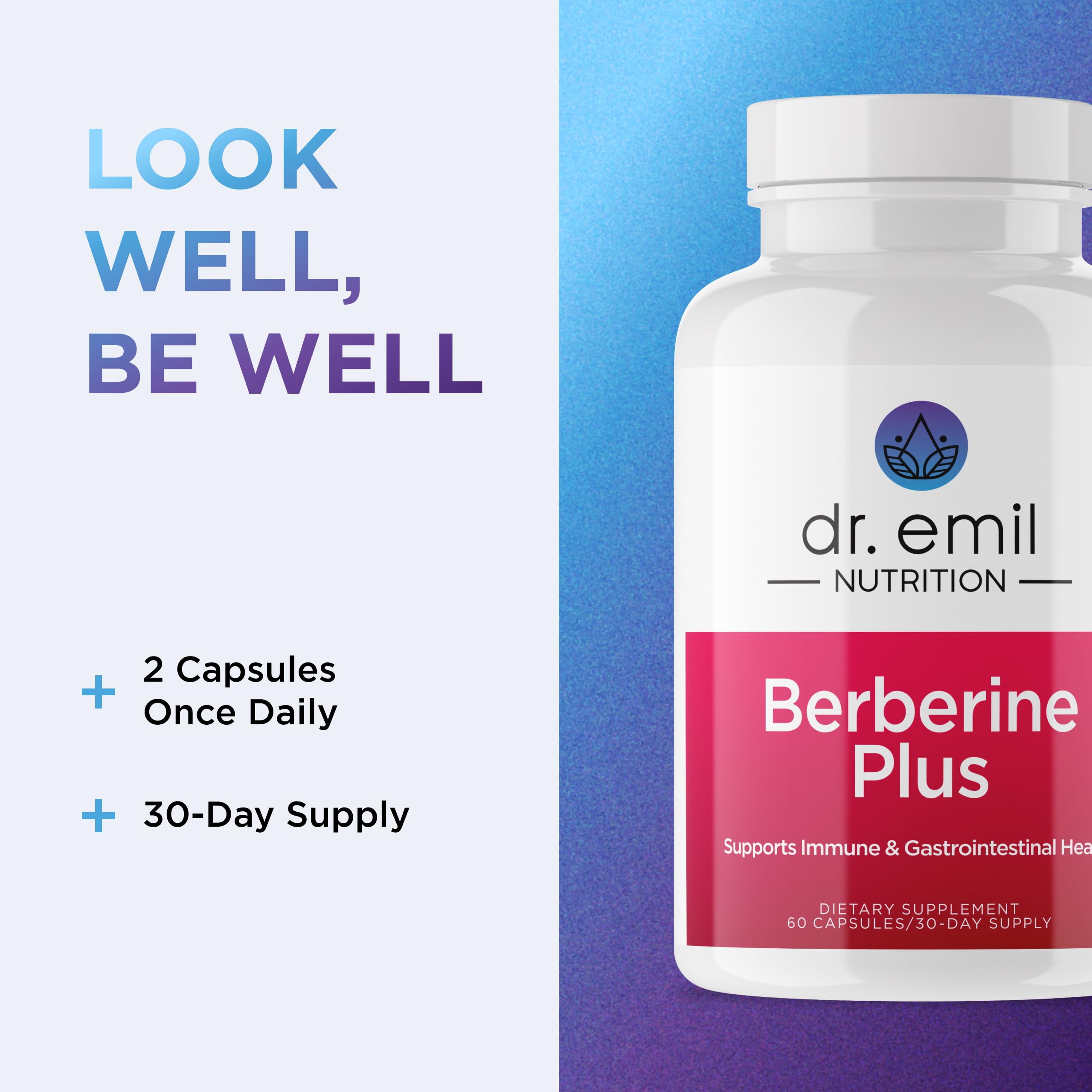 DR. EMIL NUTRITION Berberine HCL Capsules opened bottle