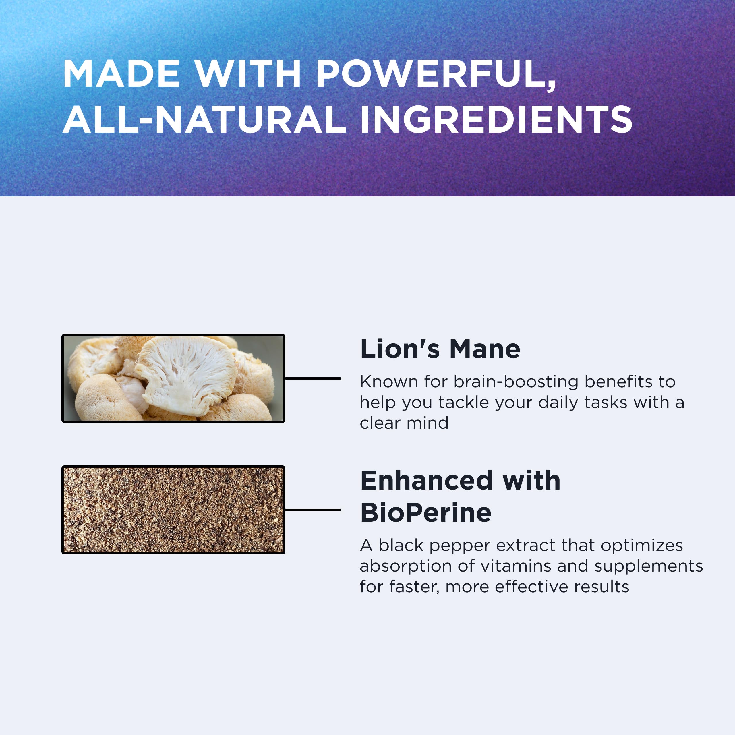 DR. EMIL NUTRITION Lion's Mane Mushroom Capsules on wooden table