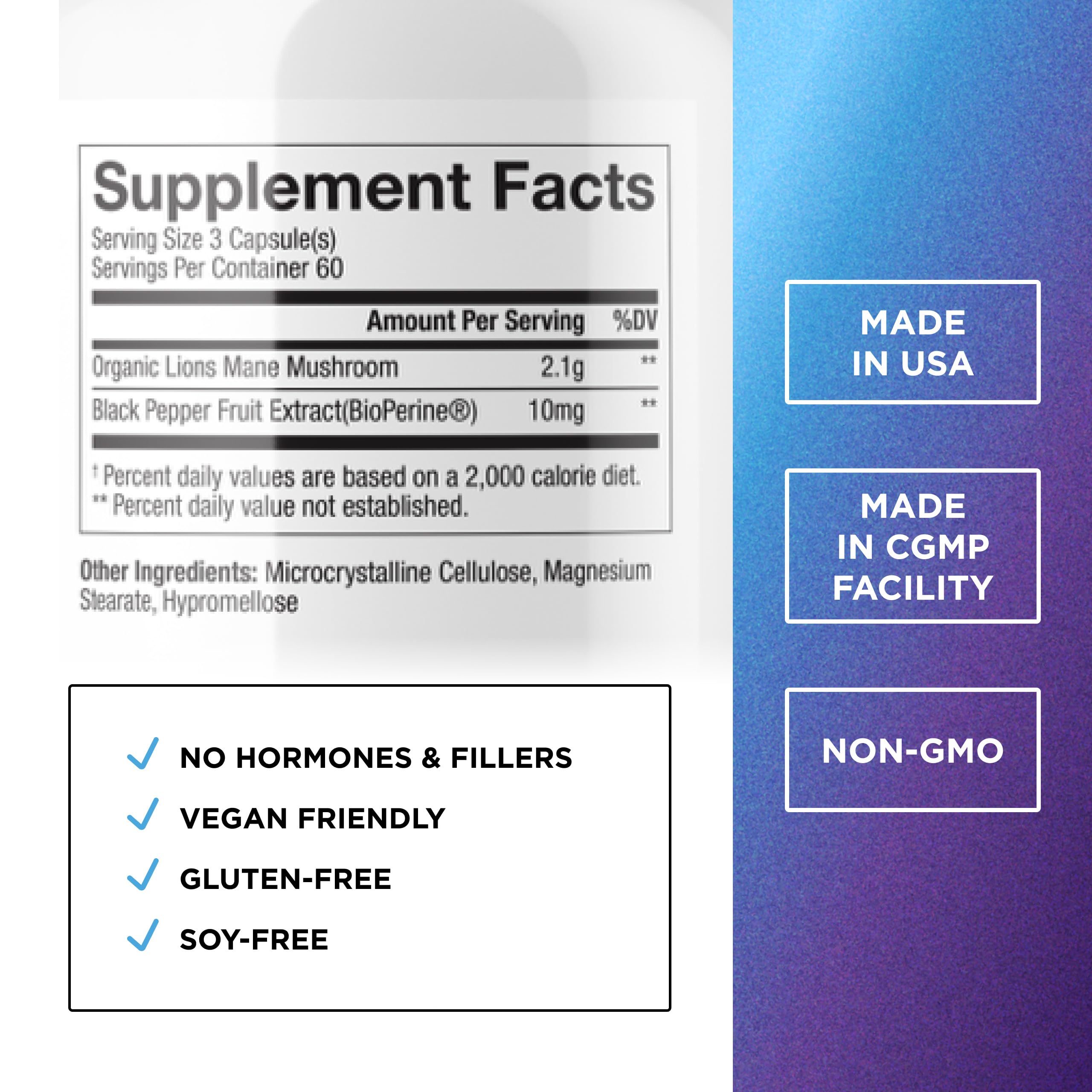 DR. EMIL NUTRITION Lion's Mane Mushroom Capsules side view