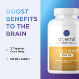 DR. EMIL NUTRITION Lion's Mane Mushroom Capsules with natural background