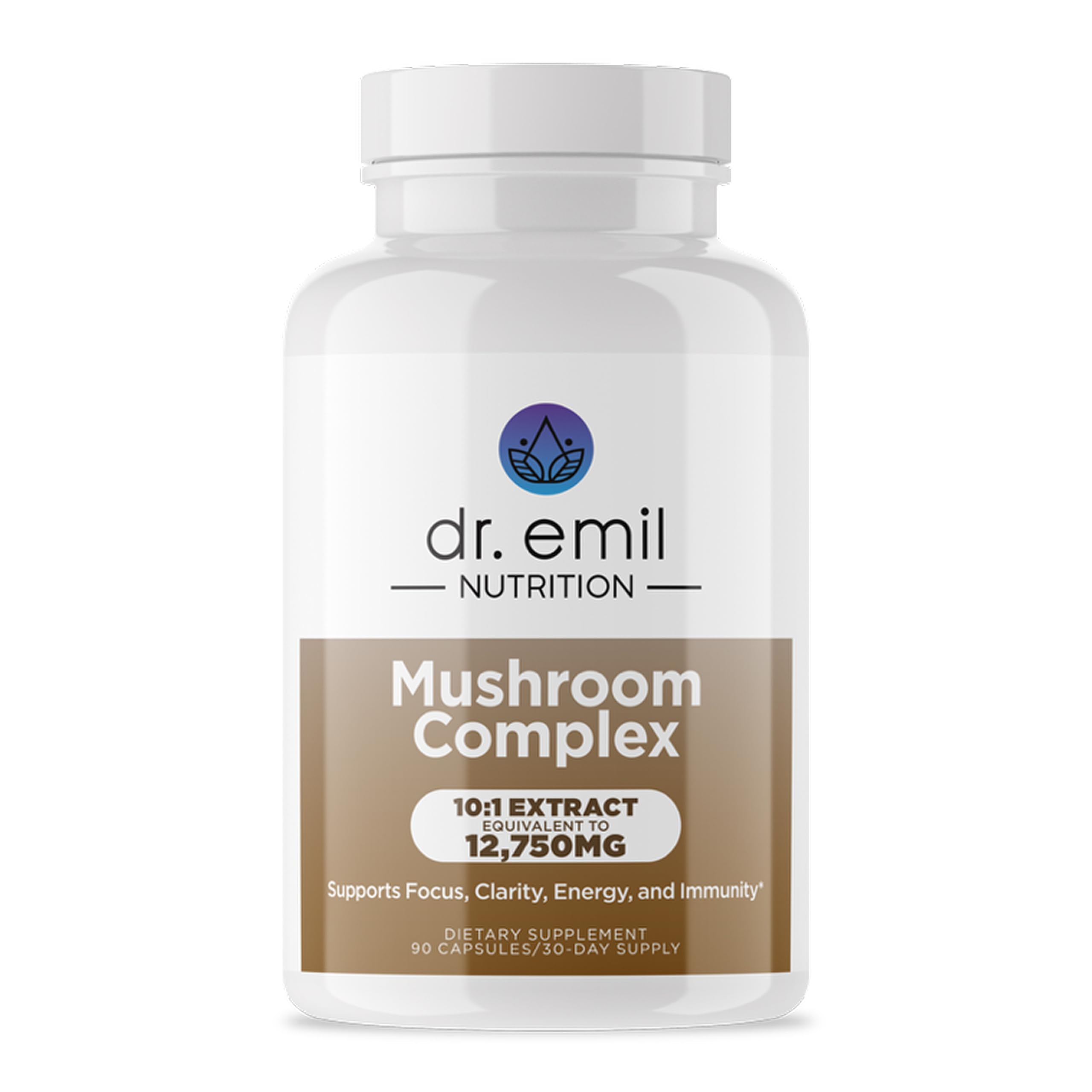 DR. EMIL NUTRITION Mushroom Complex front view with 10 mushroom capsules