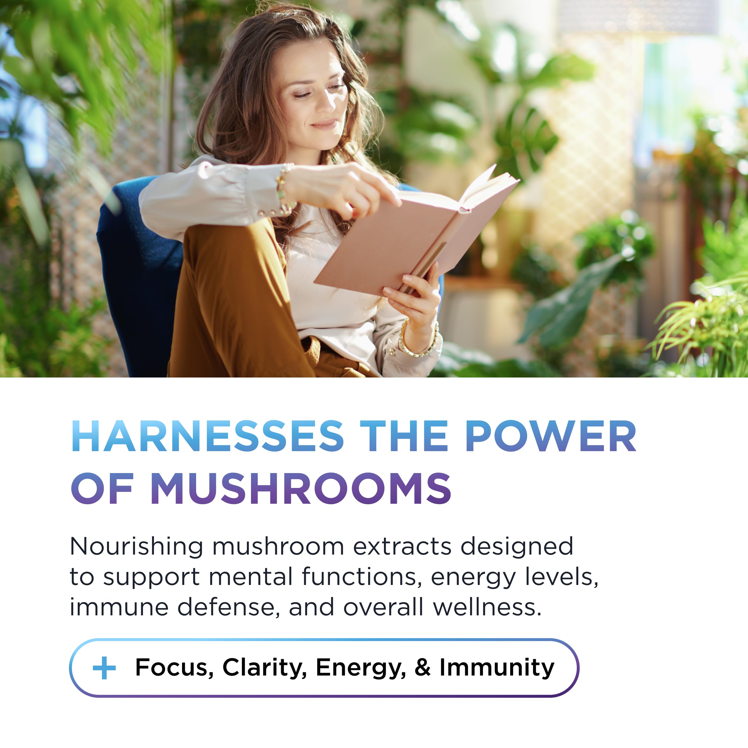 DR. EMIL NUTRITION Mushroom Complex on a wooden table with natural background