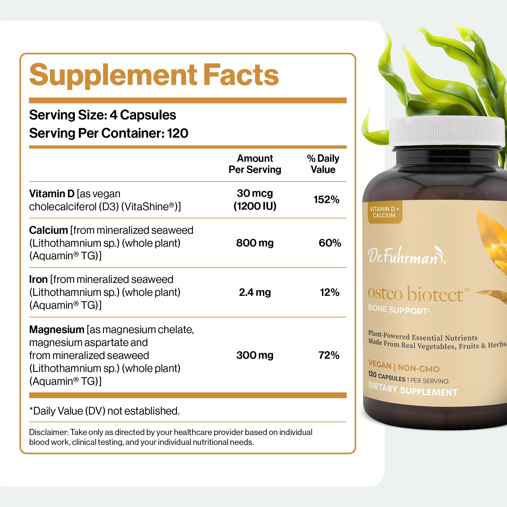 Dr. Fuhrman Calcium Supplement 200mg side view