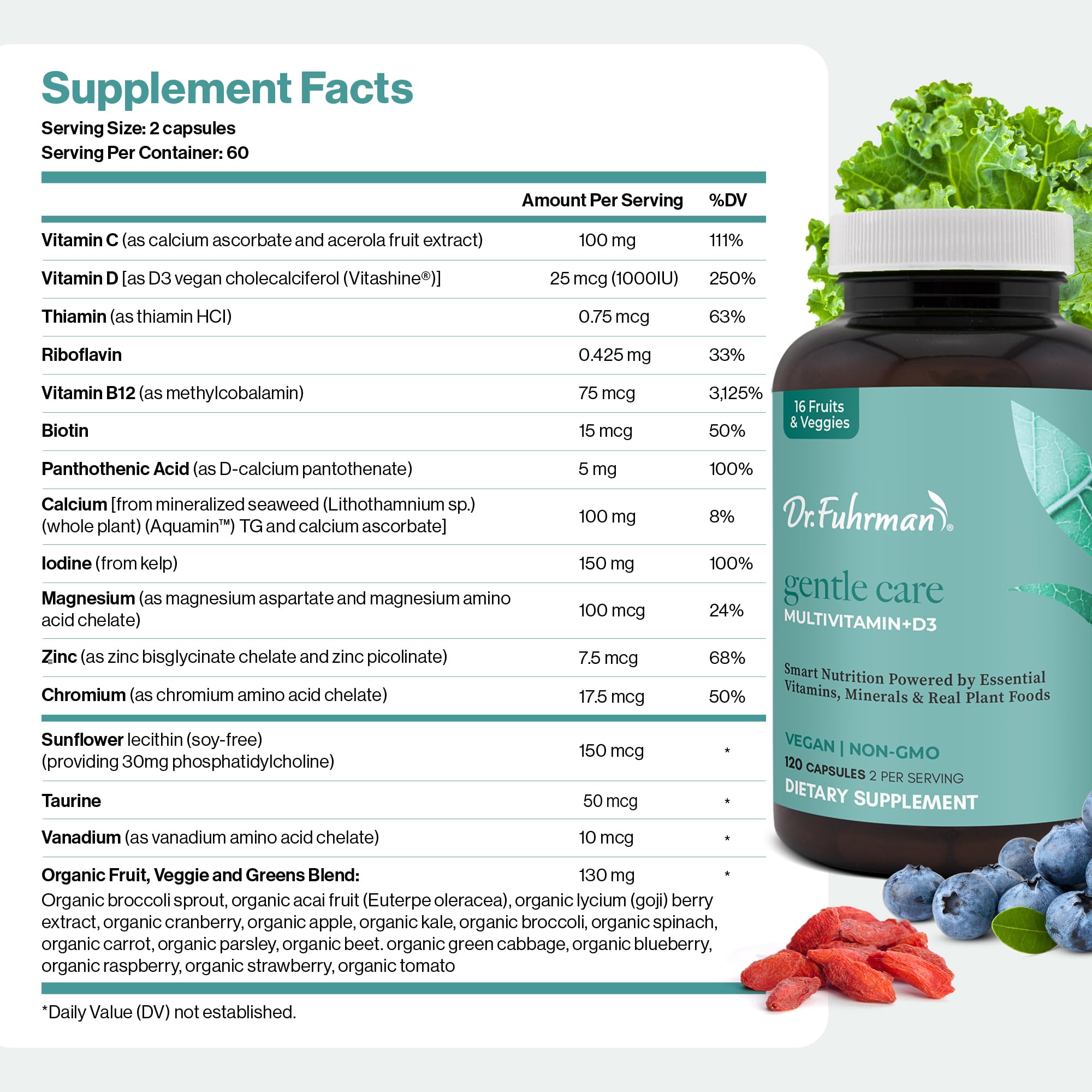 Dr. Fuhrman Gentle Care Multivitamin Supplement ingredients list