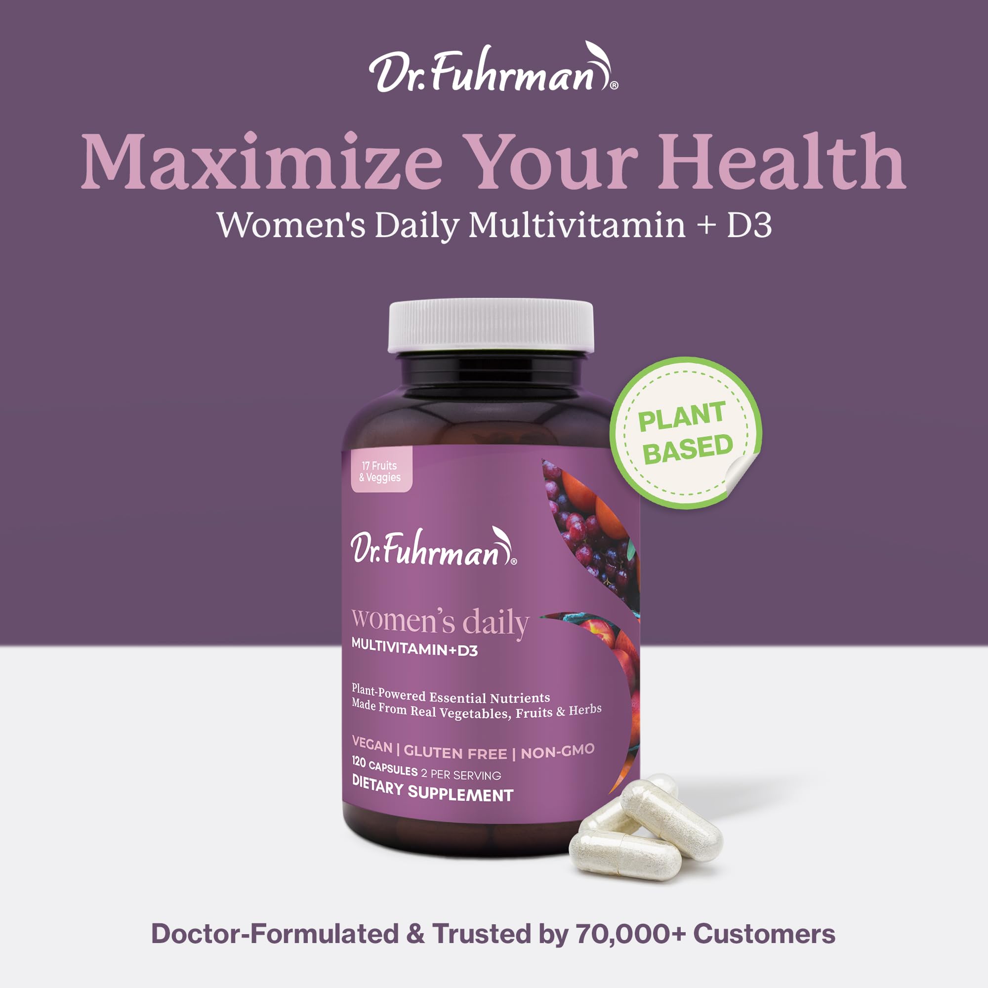 Dr. Fuhrman Women's Daily Multivitamin on a kitchen counter