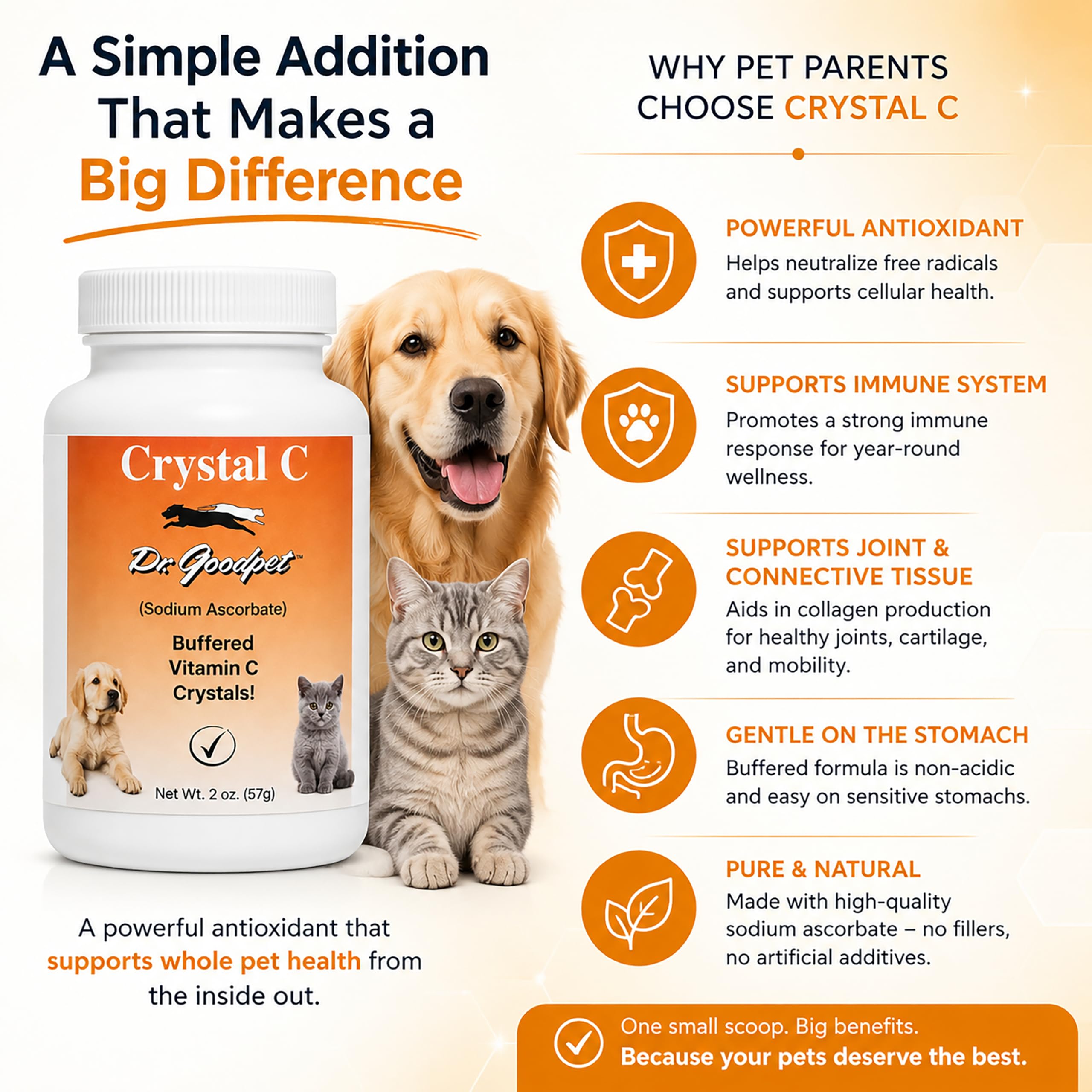 Dr. Goodpet Vitamin C Crystals back view with ingredient details