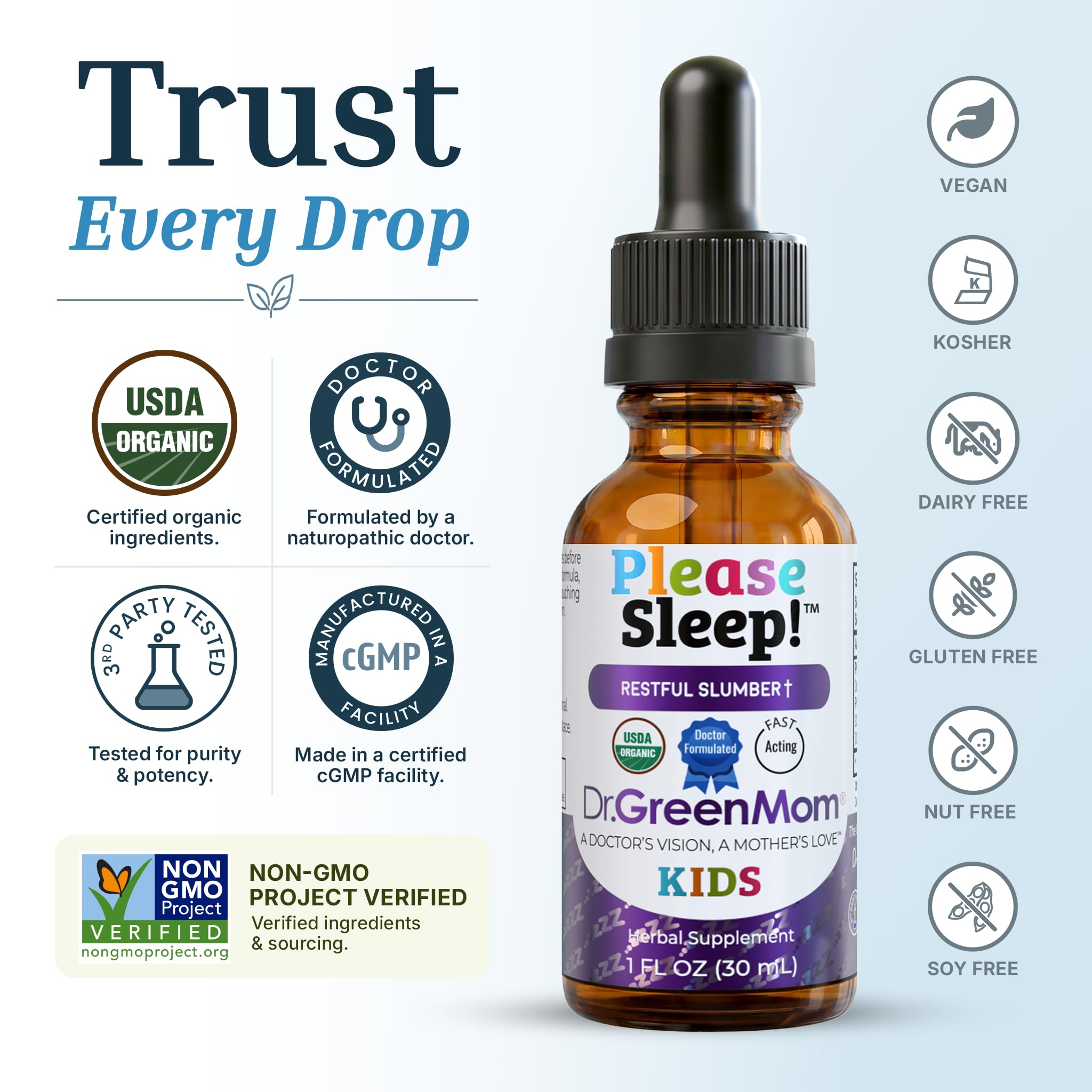 Dr. Green Mom Kids Liquid Drop 1 Fl Oz side view