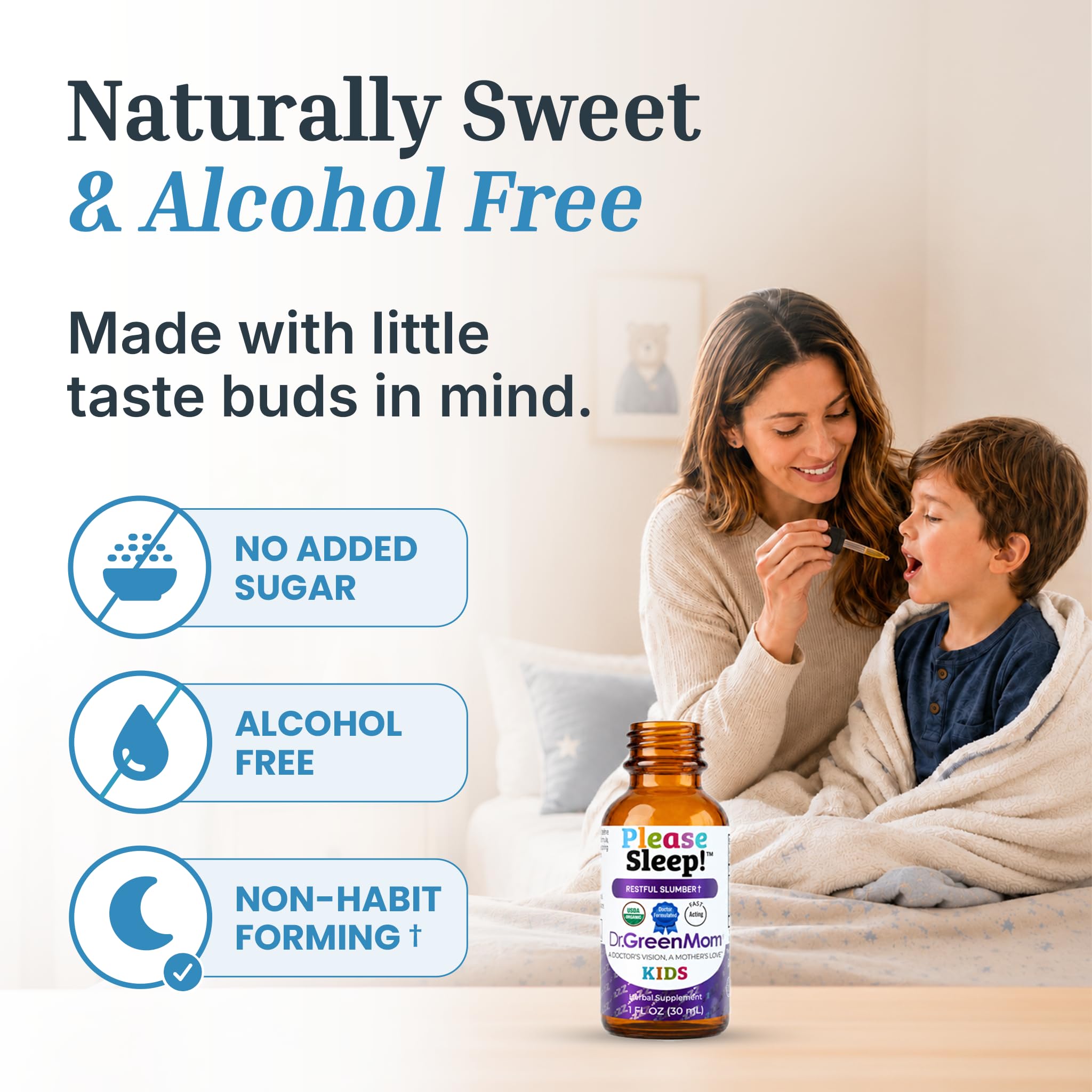 Dr. Green Mom Kids Liquid Drop in a child's hand