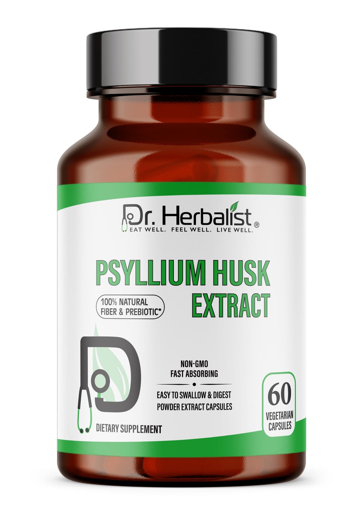 Dr. HERBALIST Psyllium Husk Extract Capsules 60 count front view