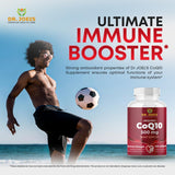 Dr. JOEL'S Coenzyme Q10 500mg supplement on a kitchen counter