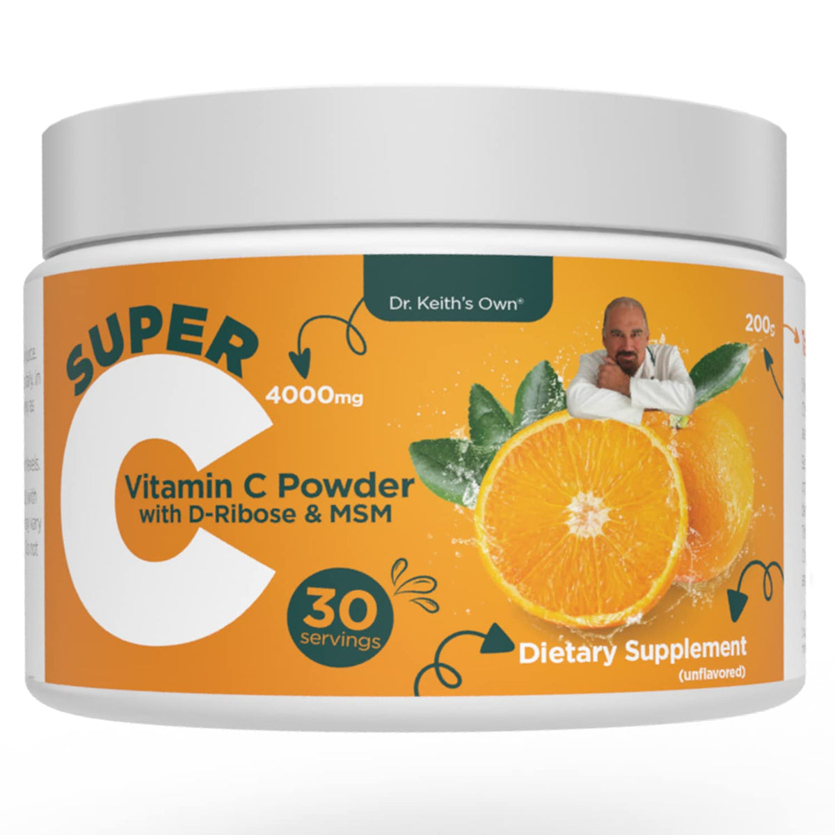 Dr. Keith's Own Vitamin C Powder 7.05oz front view