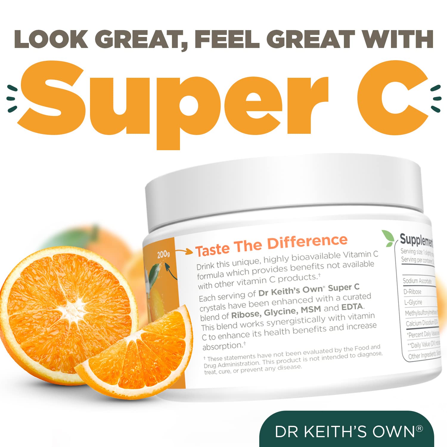 Dr. Keith's Own Vitamin C Powder with measuring scoop