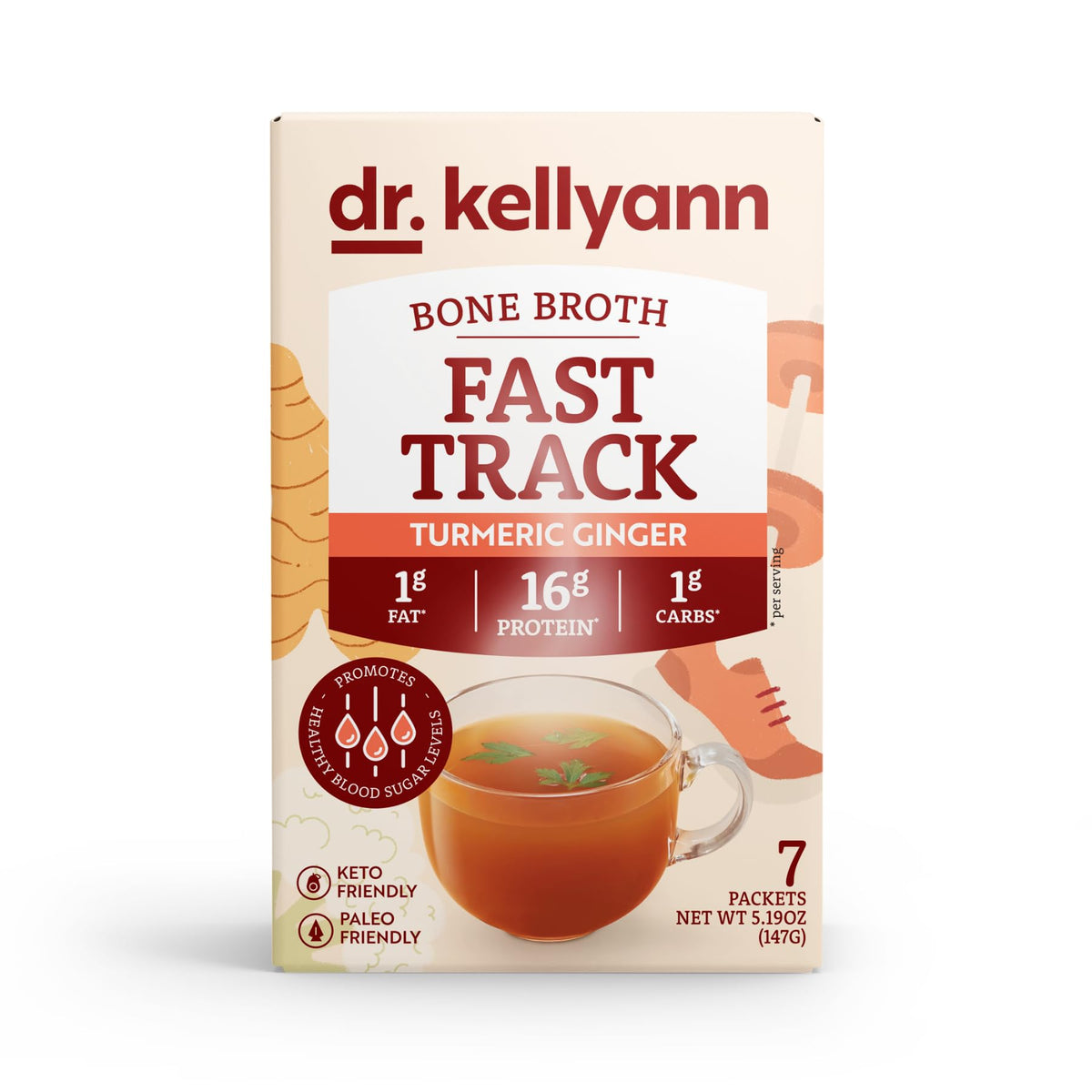 Dr. Kellyann Collagen Bone Broth Powder front view with packaging