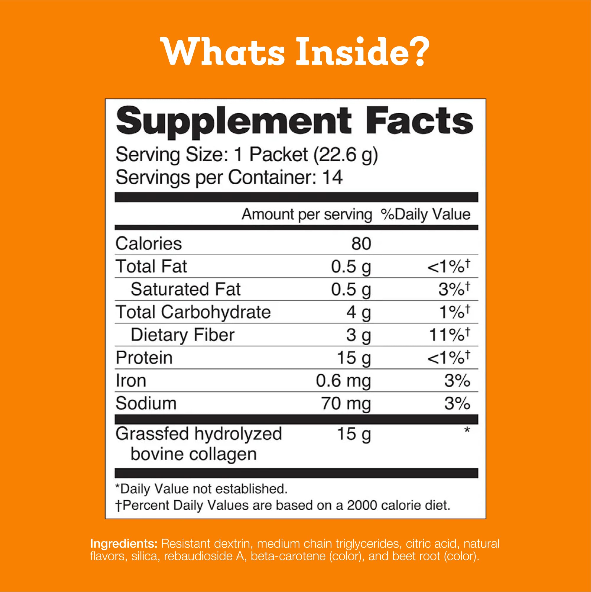 Dr. Kellyann Collagen Drink Mix ingredients list on the back of the package