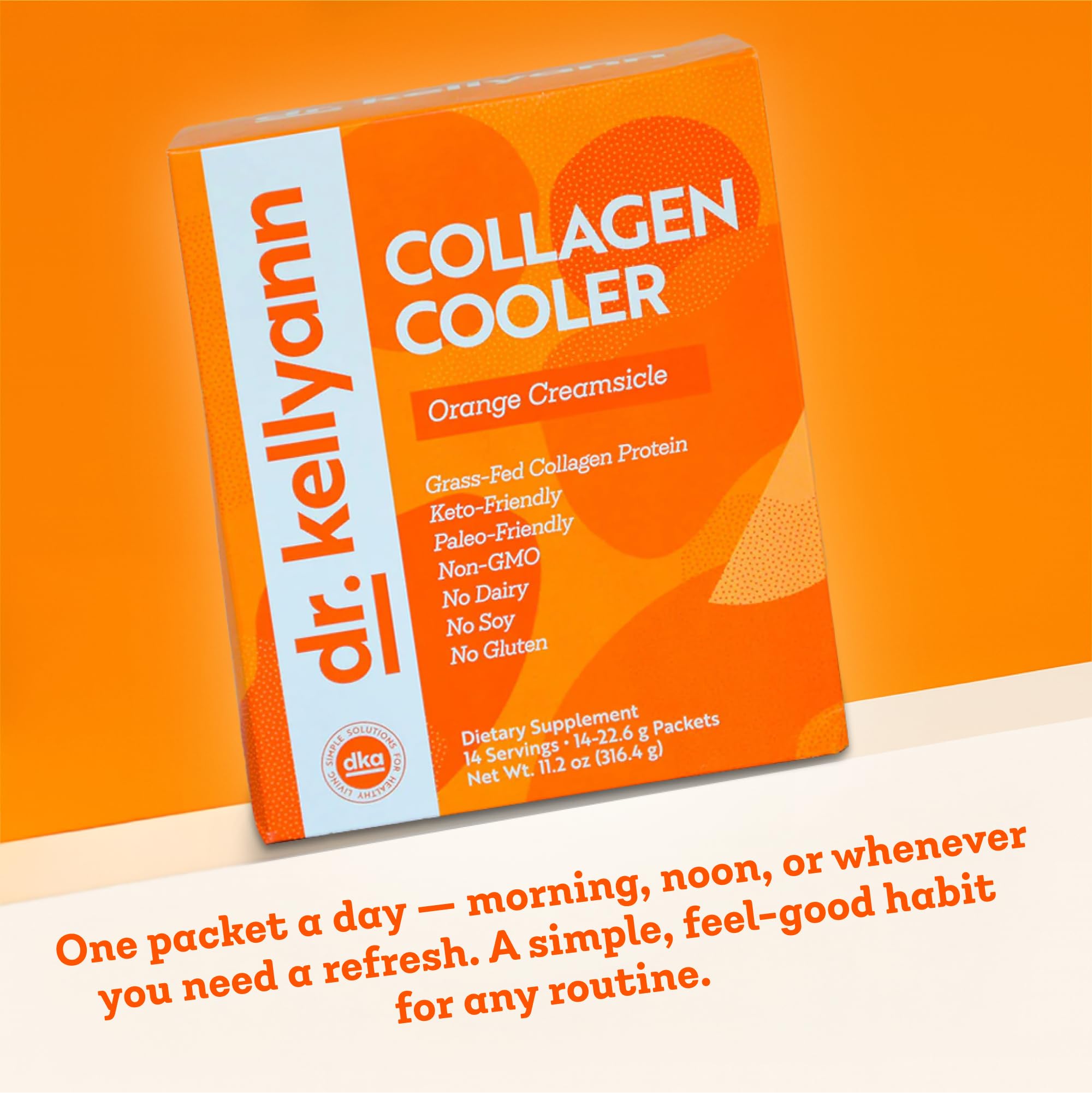 Dr. Kellyann Collagen Drink Mix packaging with single-serve packets