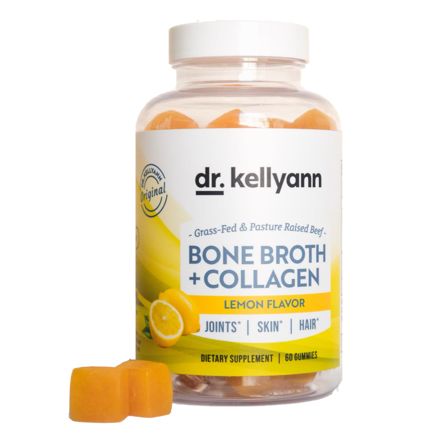 Dr. Kellyann Collagen Plus Bone Broth Gummies front view with packaging
