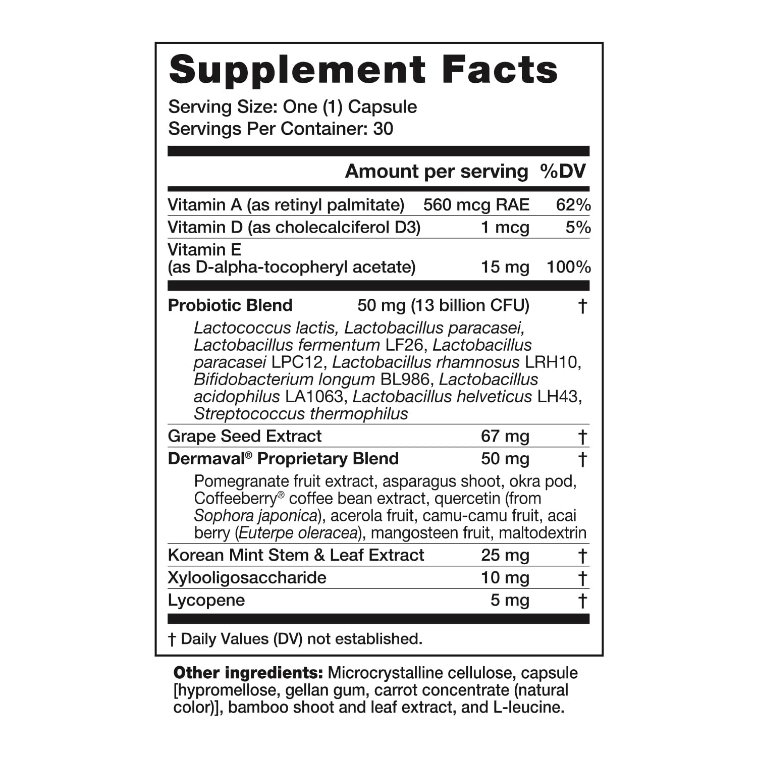 Dr. Kellyann Gut-Skin Beauty Probiotic Supplement with dosage information
