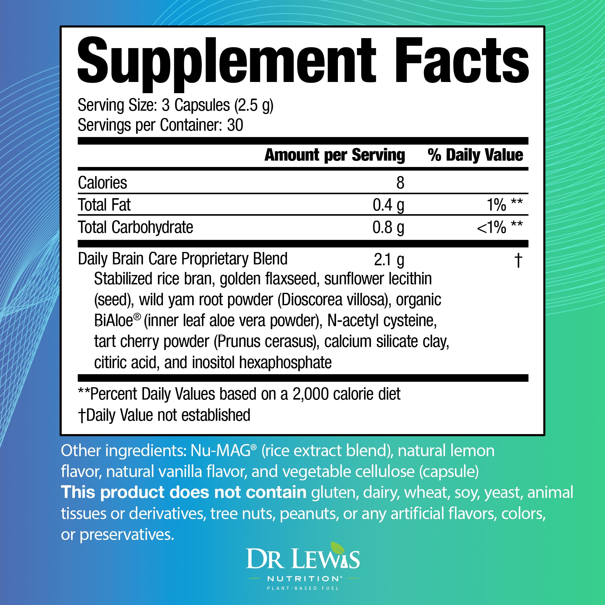 Dr Lewis Nutrition Brain Support Supplement side view