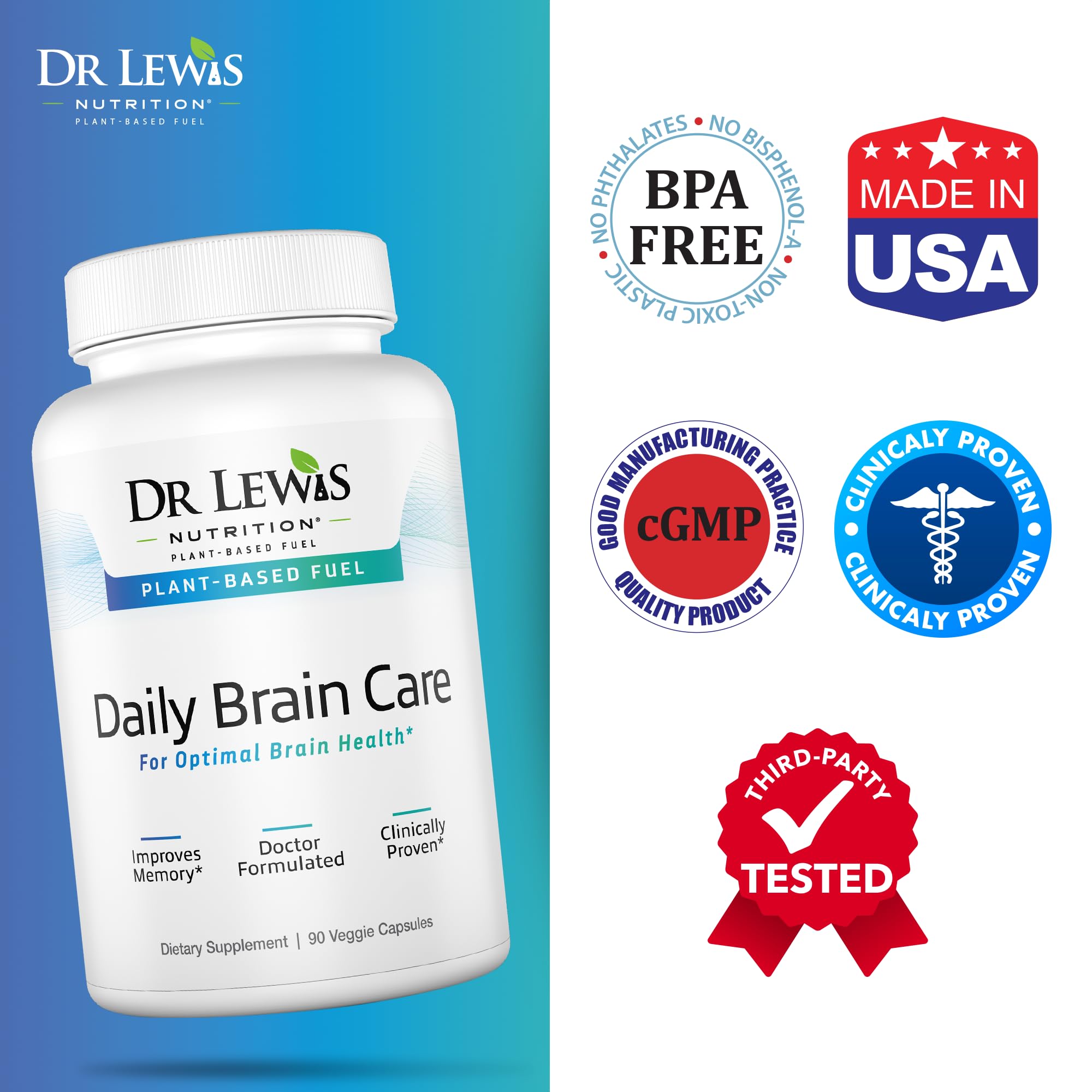 Dr Lewis Nutrition Brain Support Supplement with rice bran and BiAloe