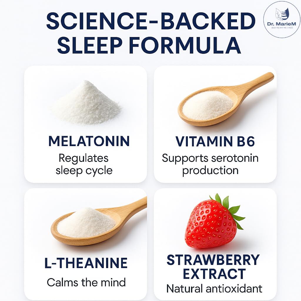 Dr. MarieM Sleep Ease+ Melatonin Gummies bottle side view