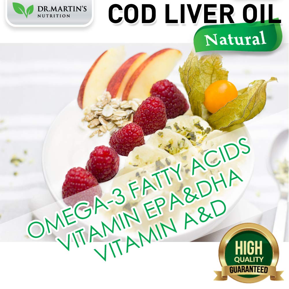 DR. MARTIN'S NUTRITION Cod Liver Oil Capsules opened bottle