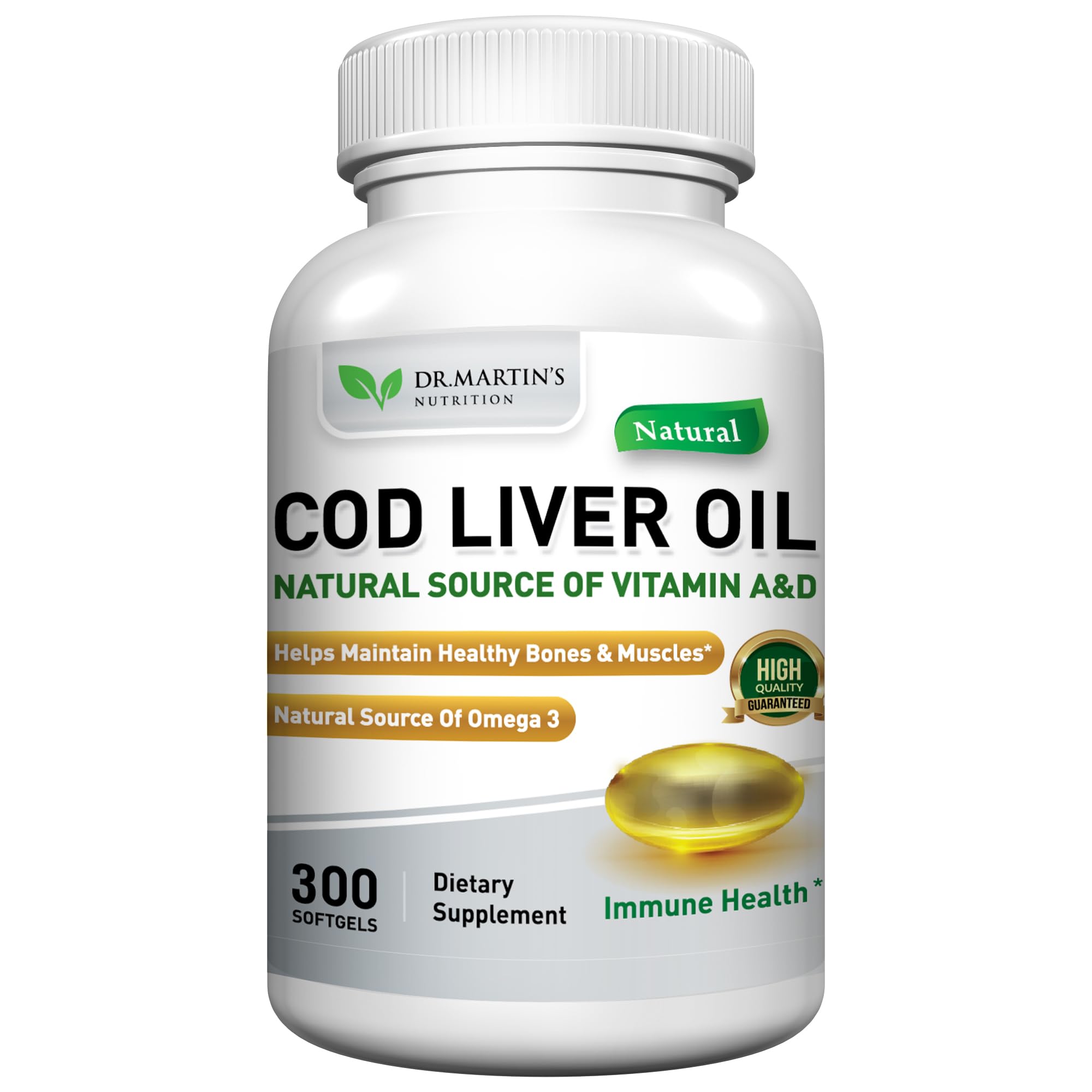 DR. MARTIN'S NUTRITION Cod Liver Oil Softgels 415mg front view