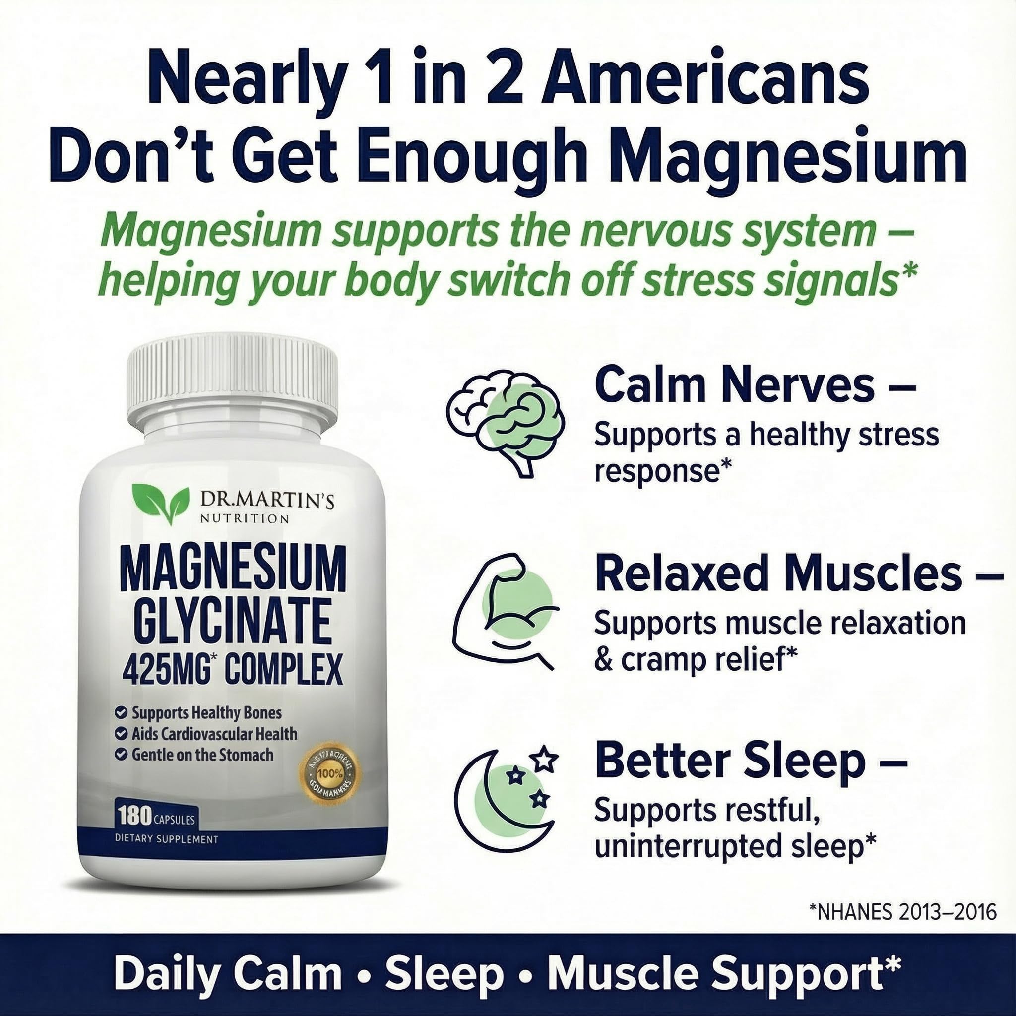 DR. MARTIN'S NUTRITION Magnesium Glycinate bottle side view