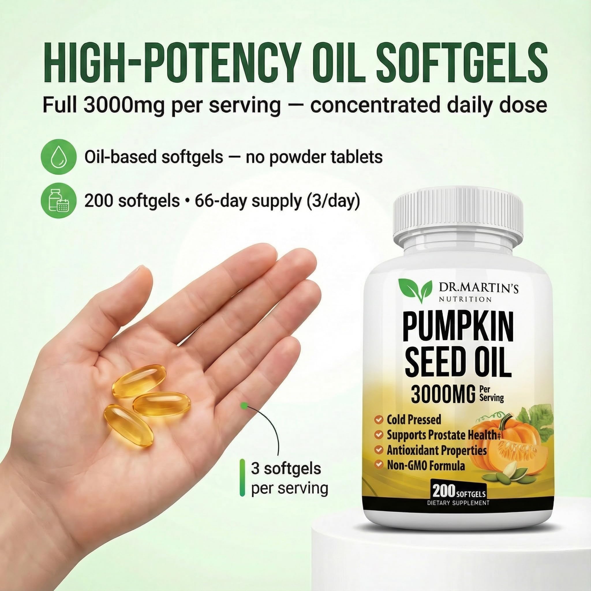 DR. MARTIN'S NUTRITION Omega 3-6-9 Pumpkin Seed Oil nutritional information