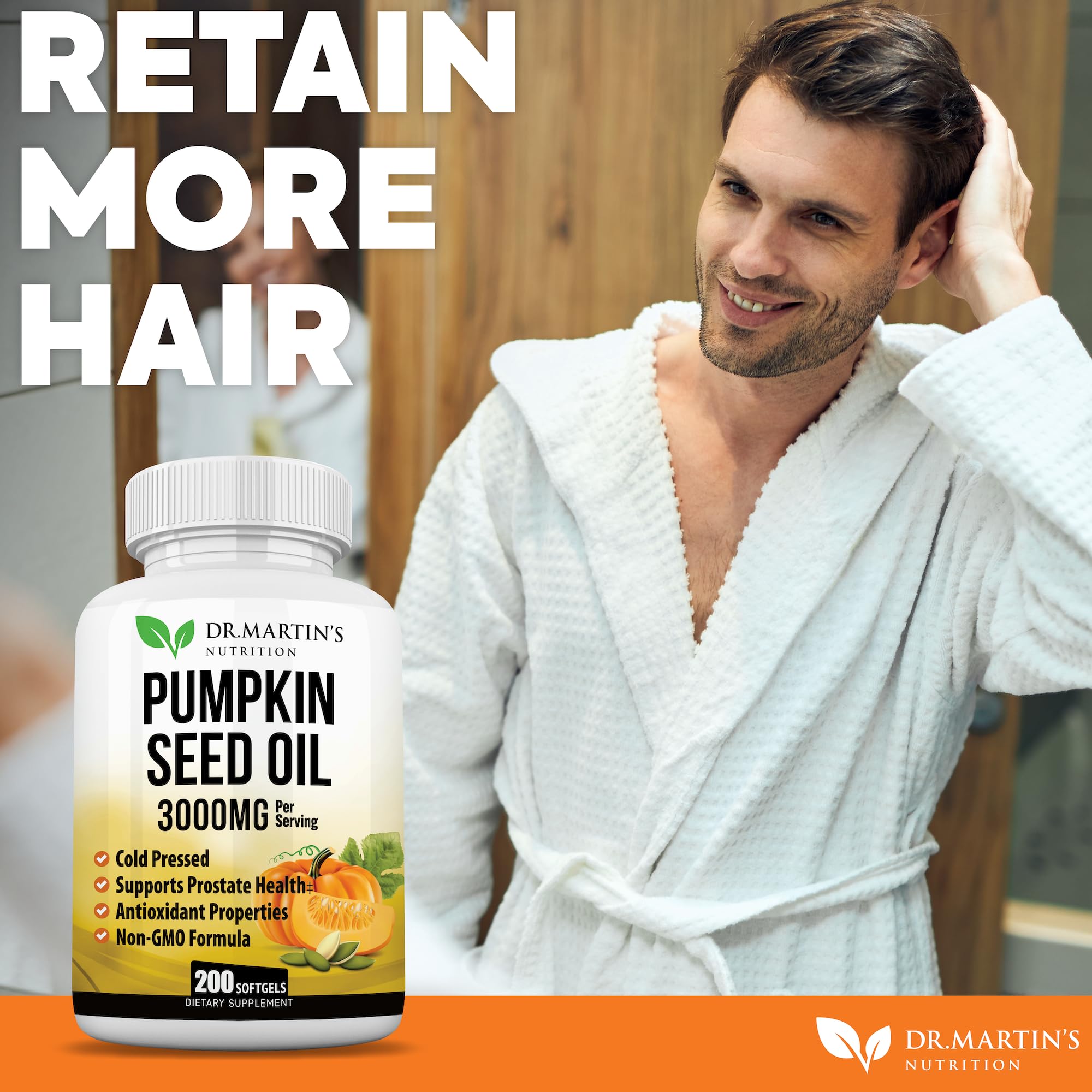 DR. MARTIN'S NUTRITION Omega 3-6-9 Pumpkin Seed Oil softgels in hand