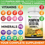 DR. MARTIN'S NUTRITION Omega 3-6-9 Pumpkin Seed Oil softgels on a wooden background