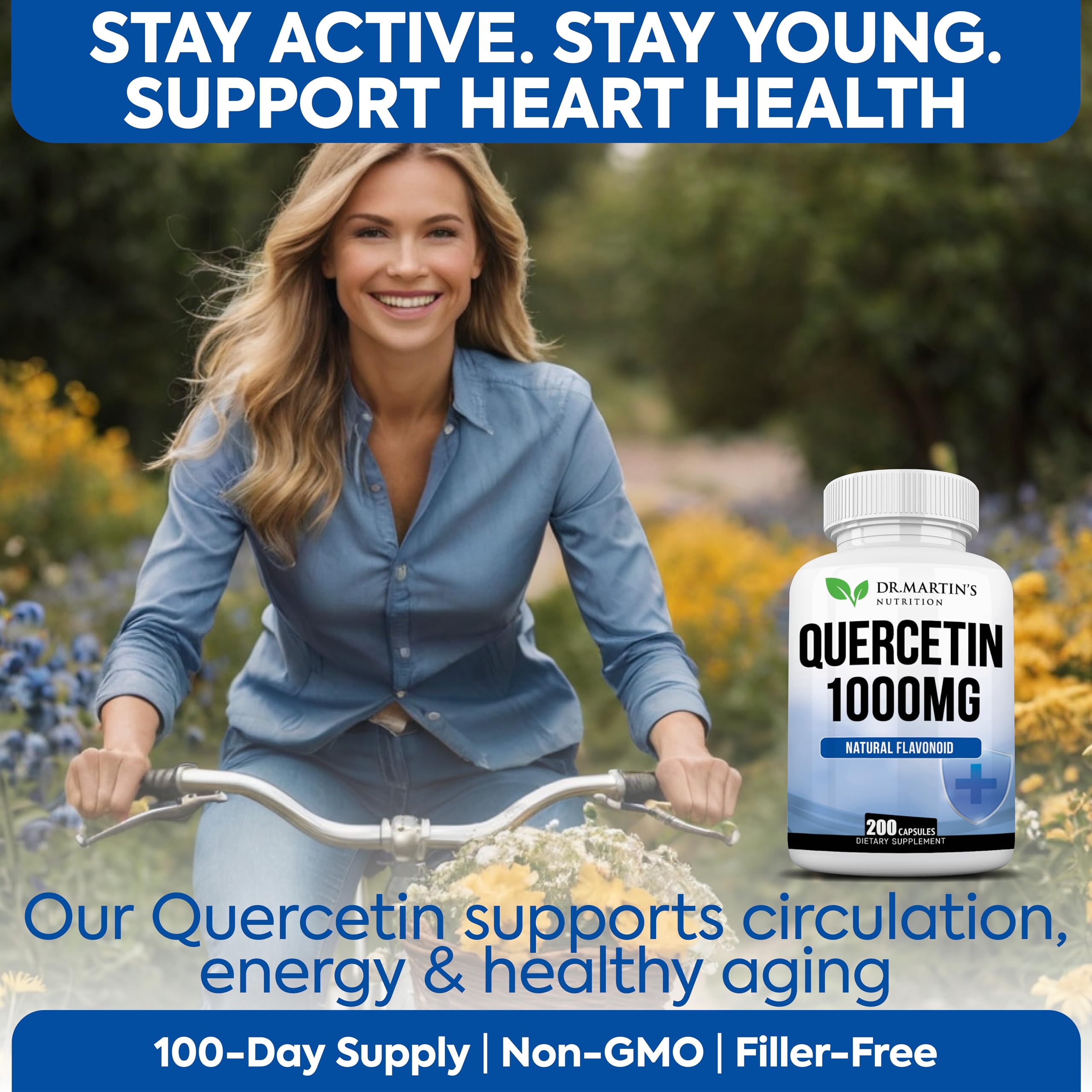 DR. MARTIN'S NUTRITION Quercetin 1000mg supplement with a glass of water