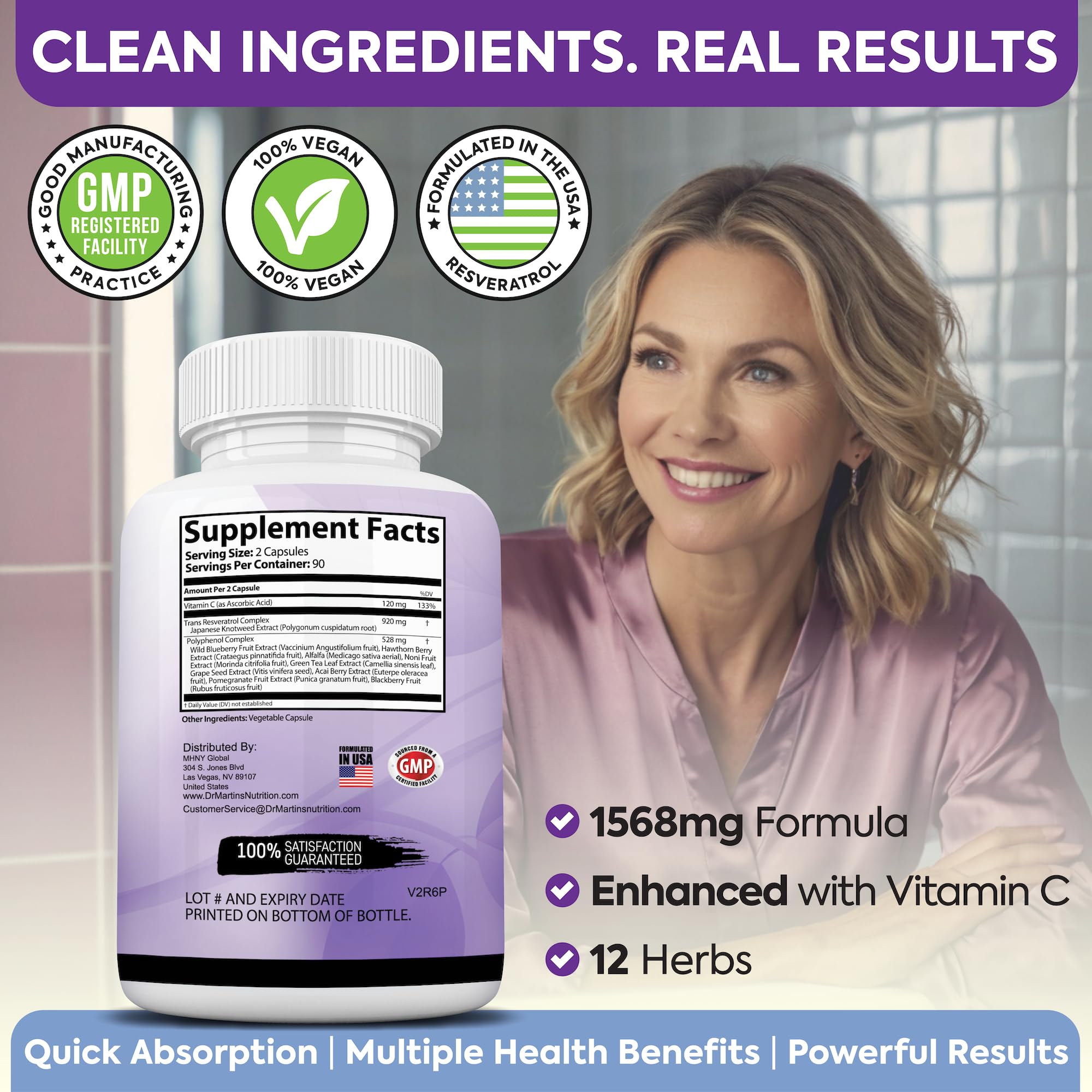 DR. MARTIN'S NUTRITION Resveratrol Supplement opened with capsules visible