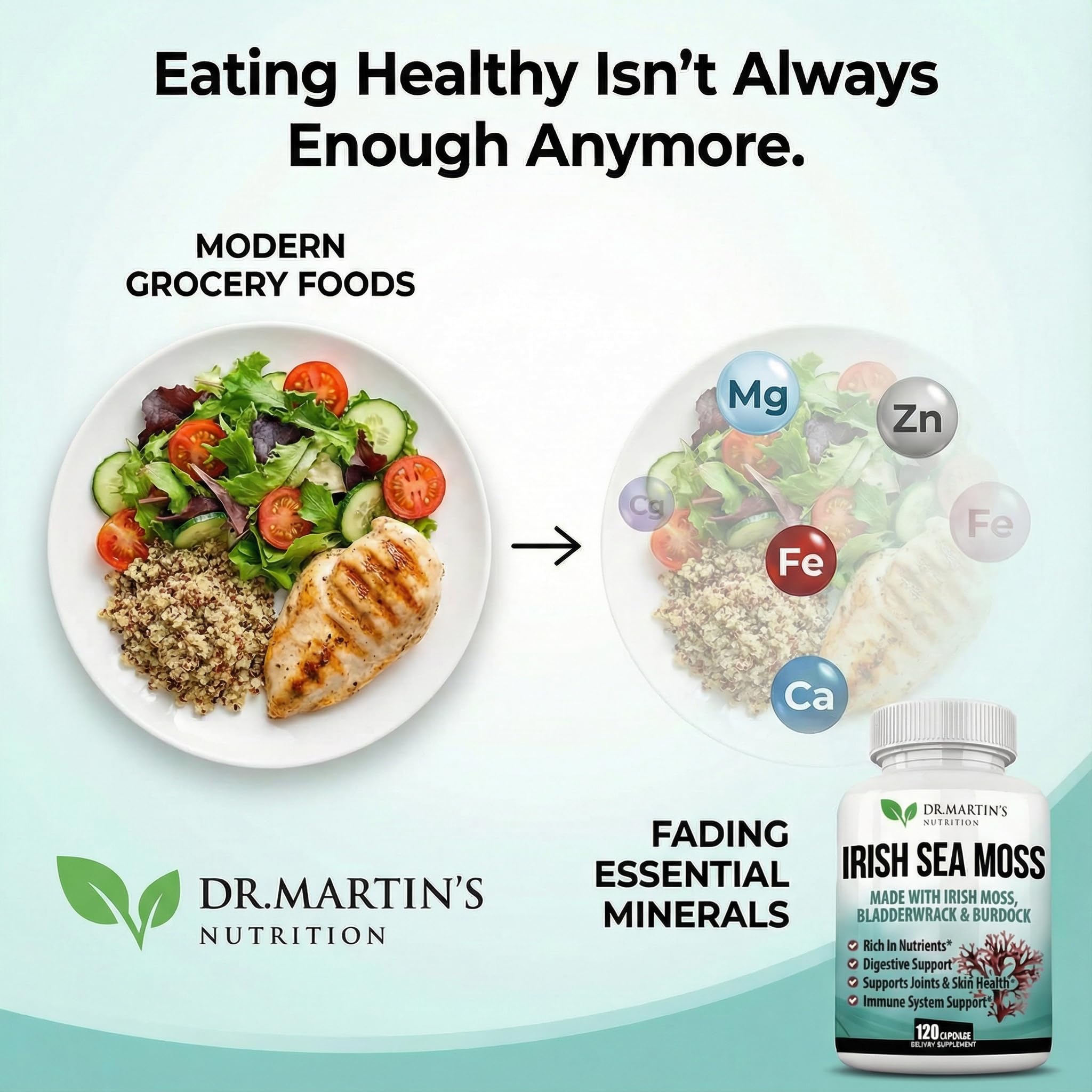 DR. MARTIN'S NUTRITION Sea Moss Trio Capsules side view
