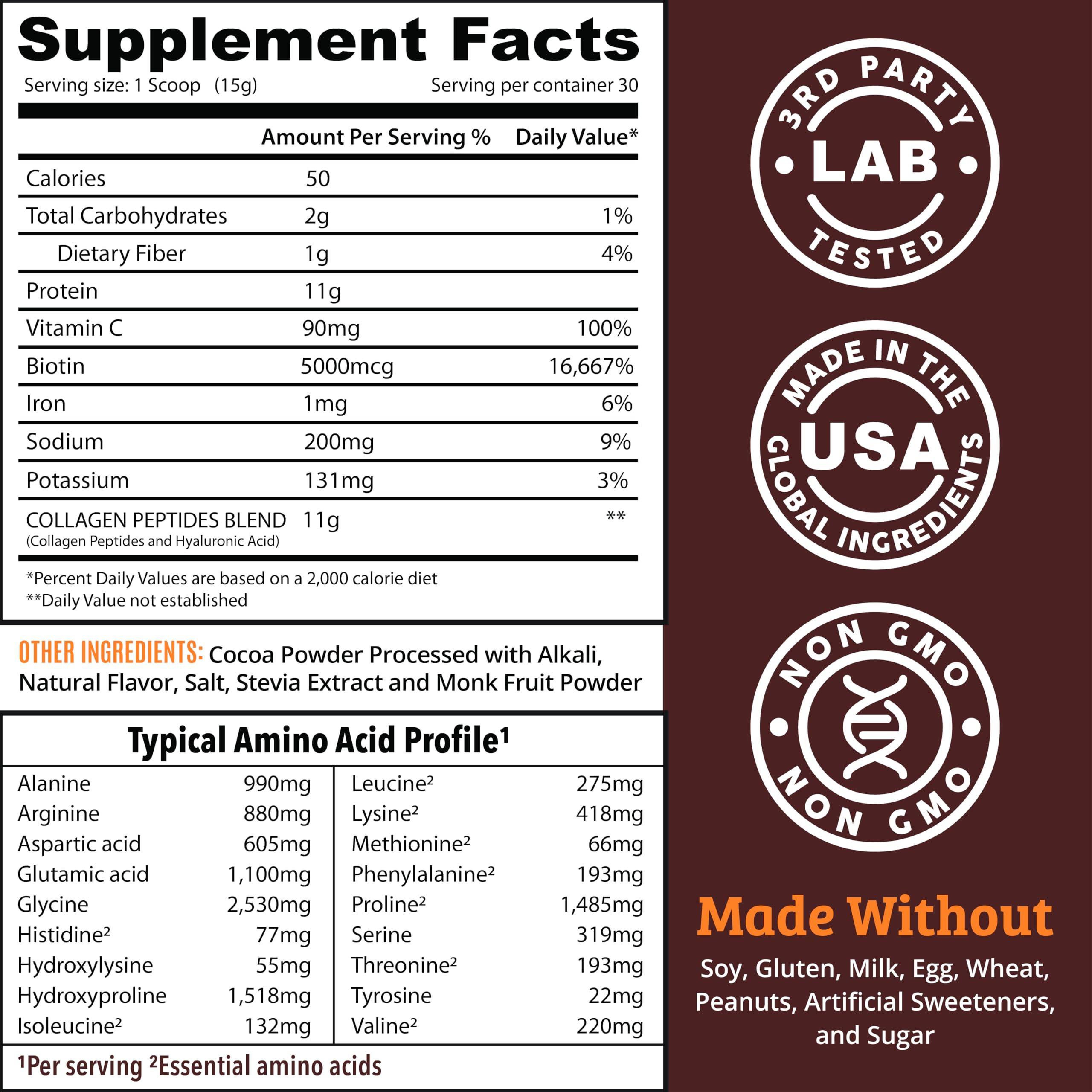 Dr. Matthew Chocolate Collagen Protein Powder with a measuring scoop