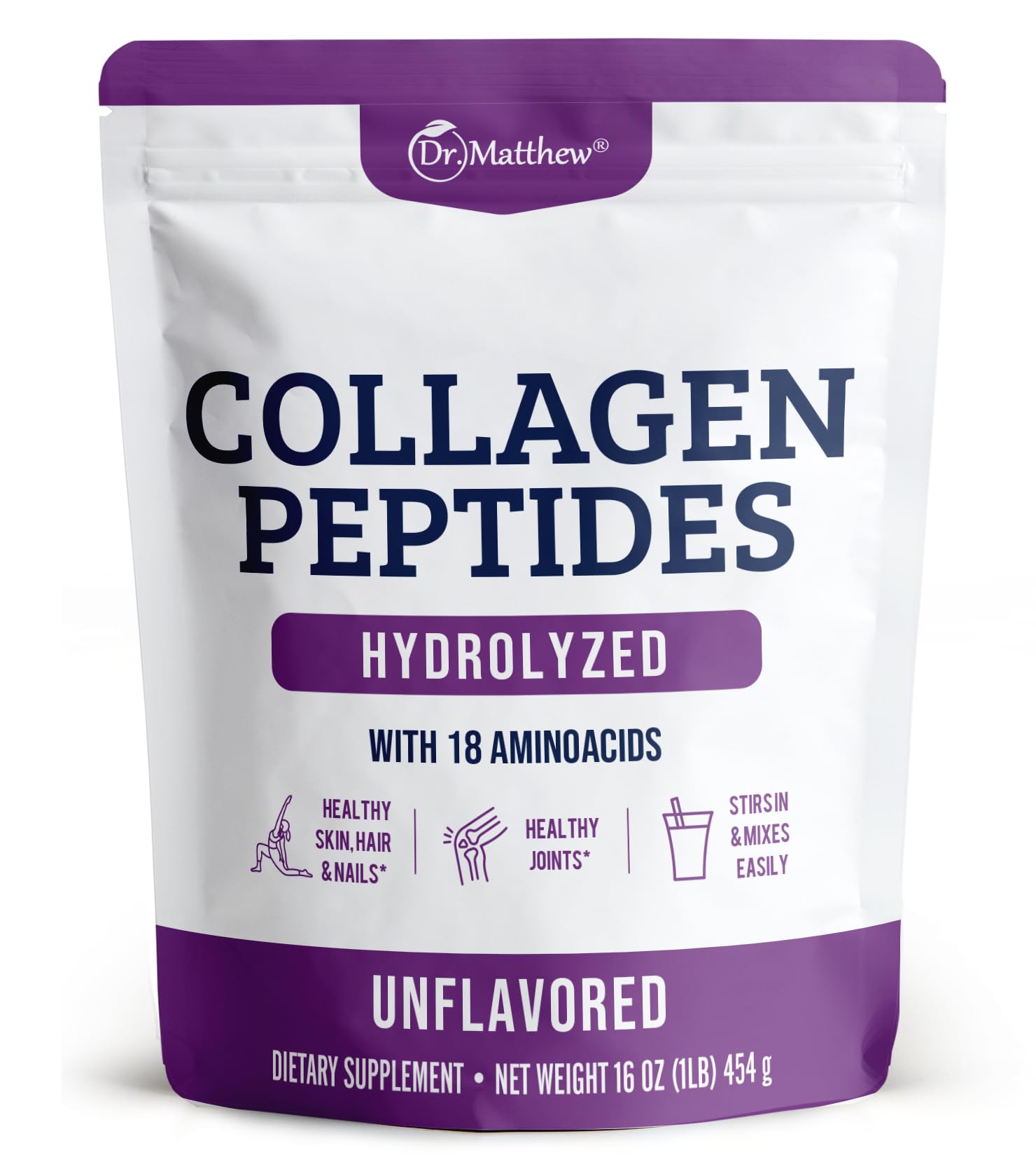 Dr. Matthew Collagen Peptides Powder 454g front view